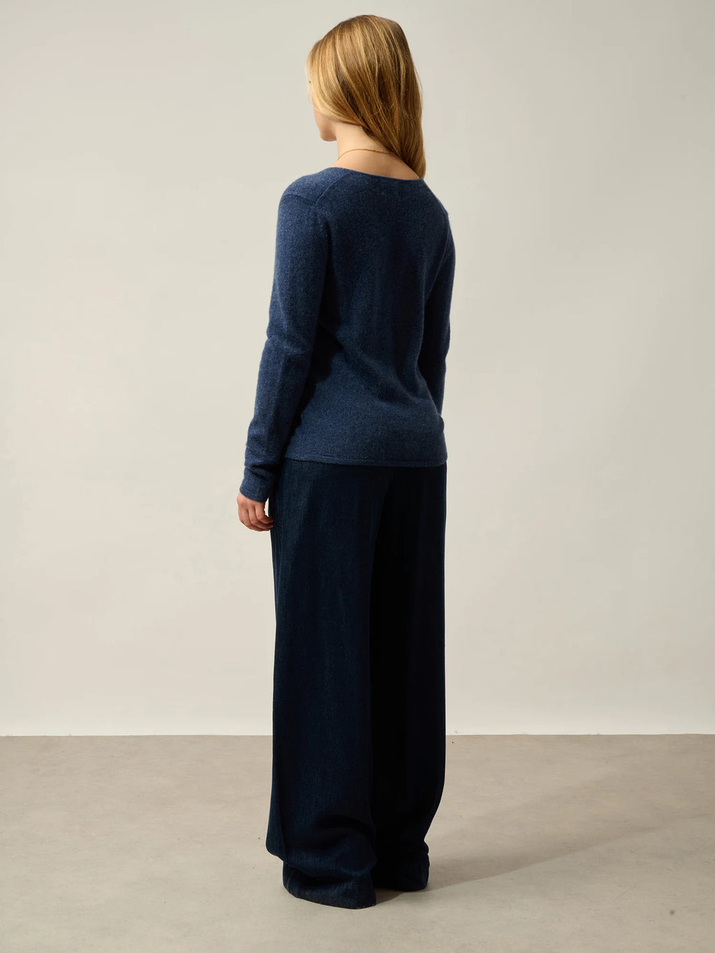 CHALAIS Strickjacke V-Ausschnitt Ozeanblau meliert