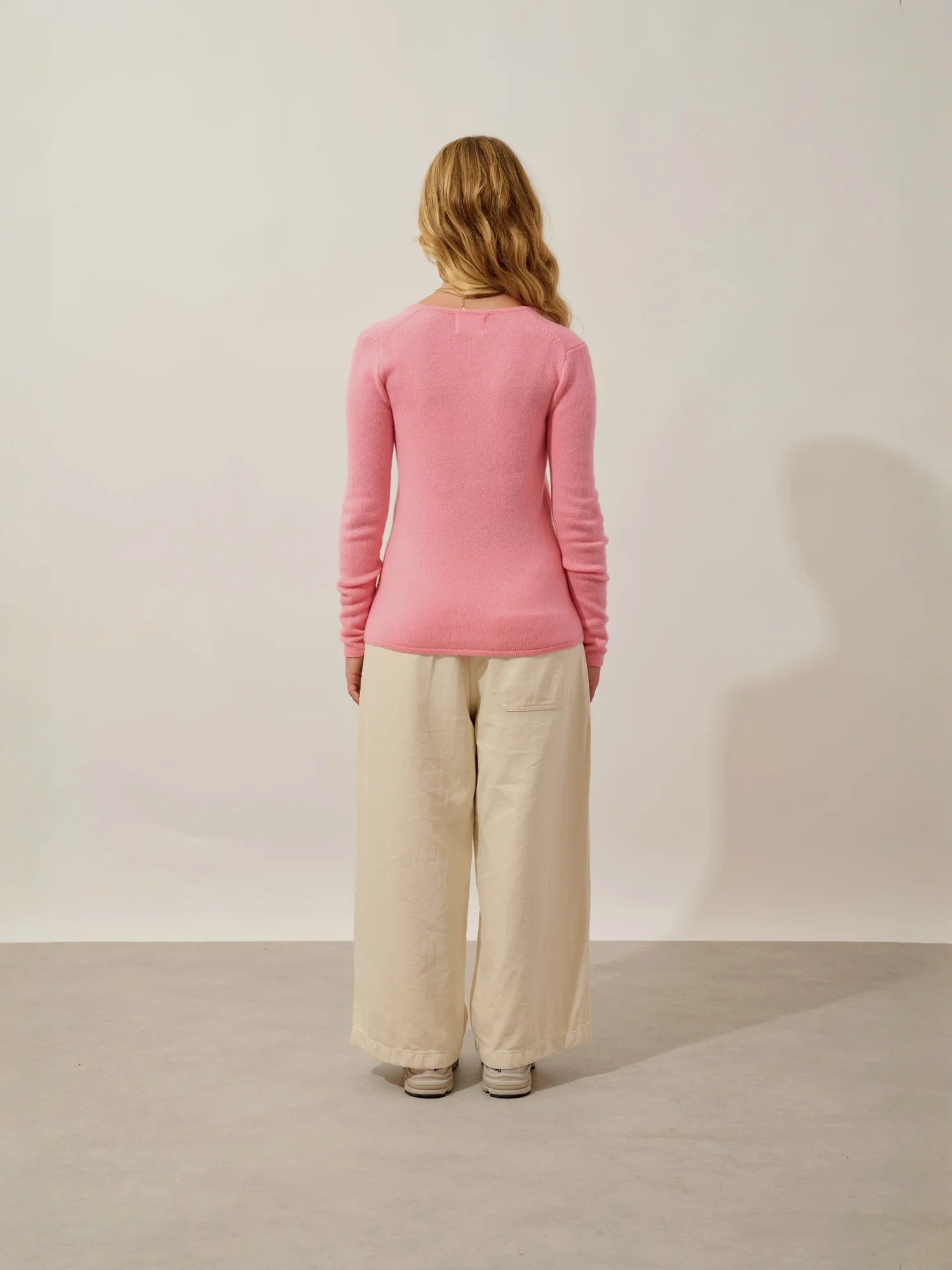 CHELSEA Pullover V-Ausschnitt 4-fädig Kaugummirosa
