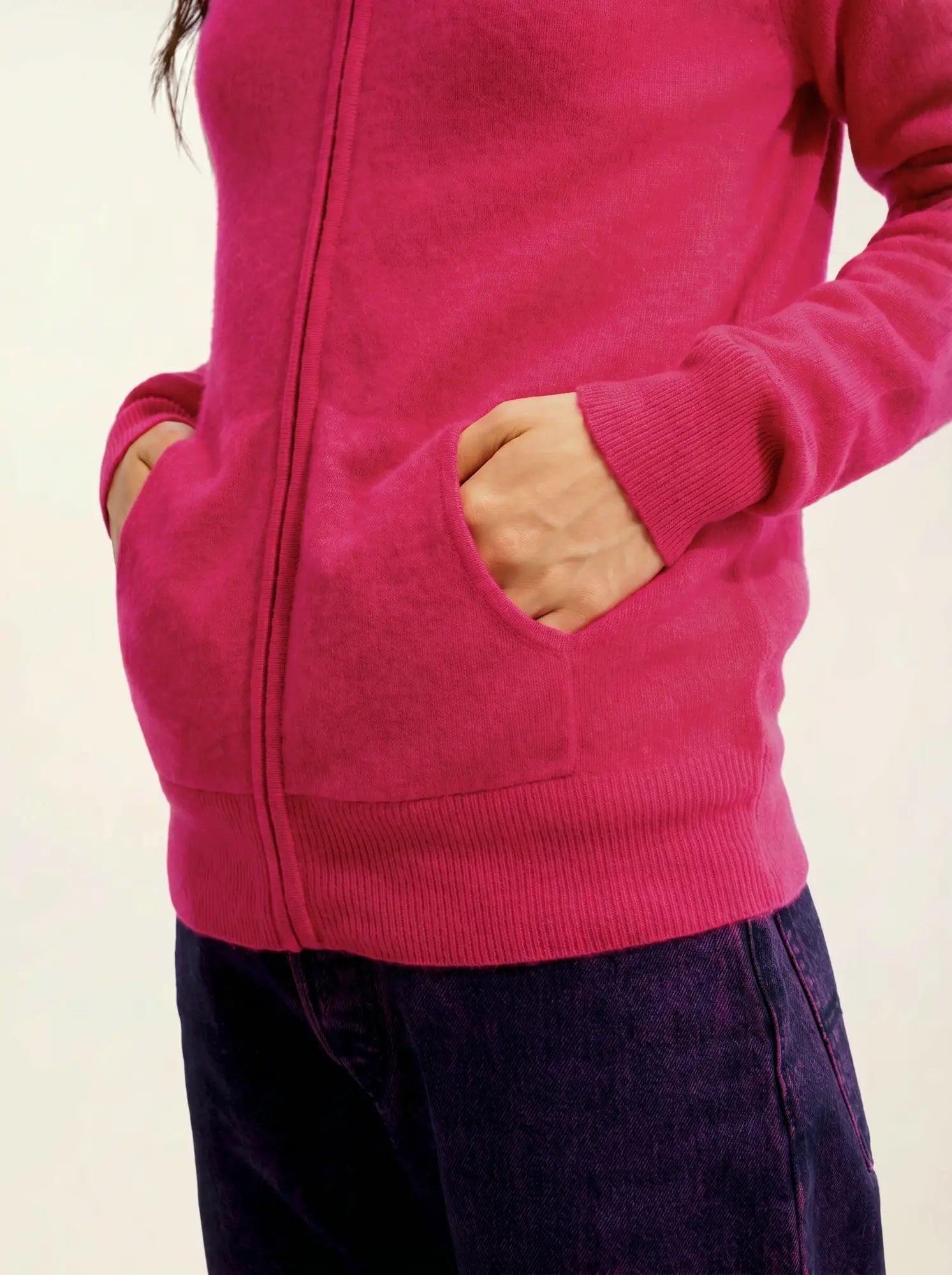 COLOMBIS gilet zippé capuche fuchsia