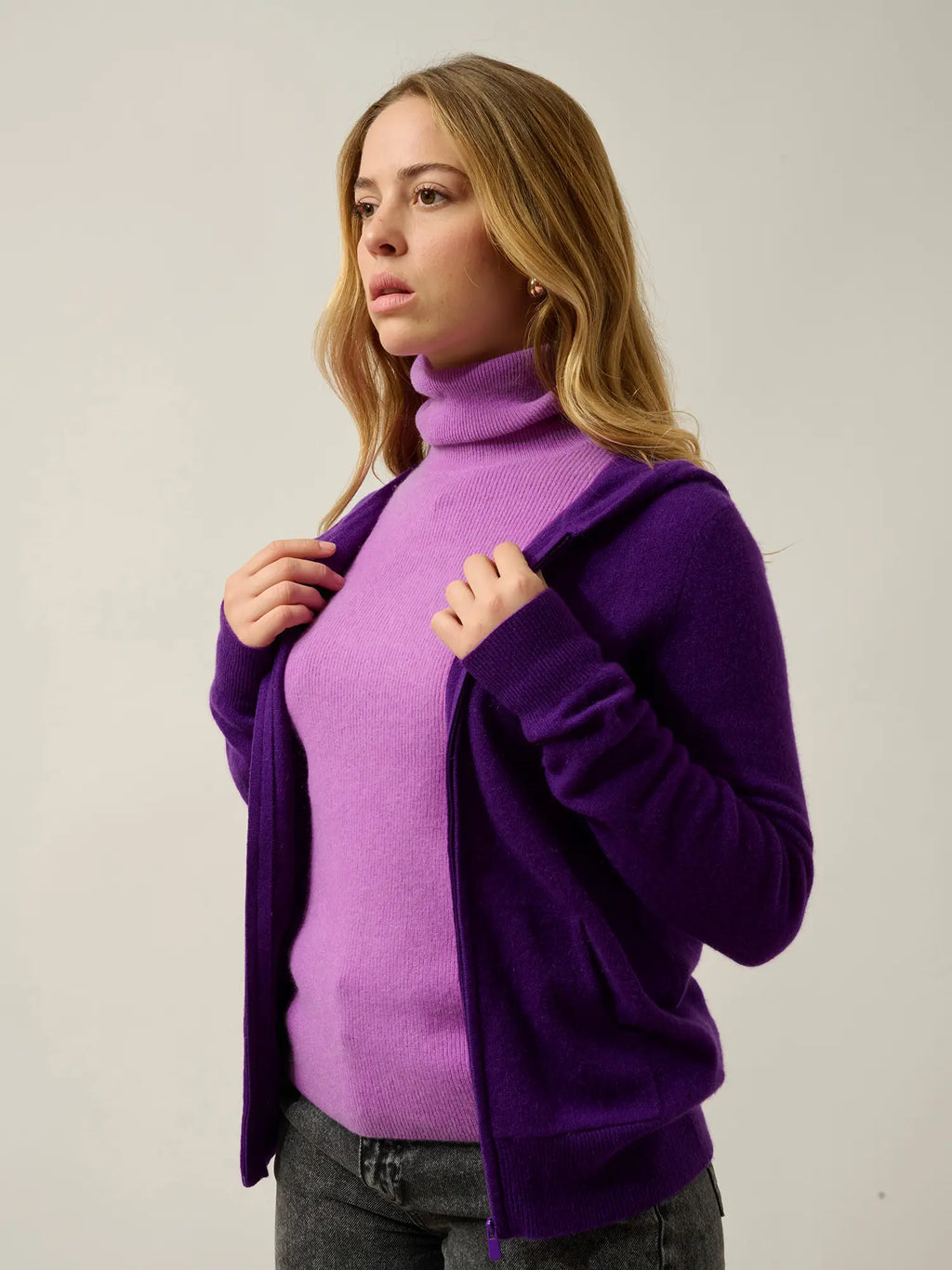 COLOMBIS gilet zippé capuche violette