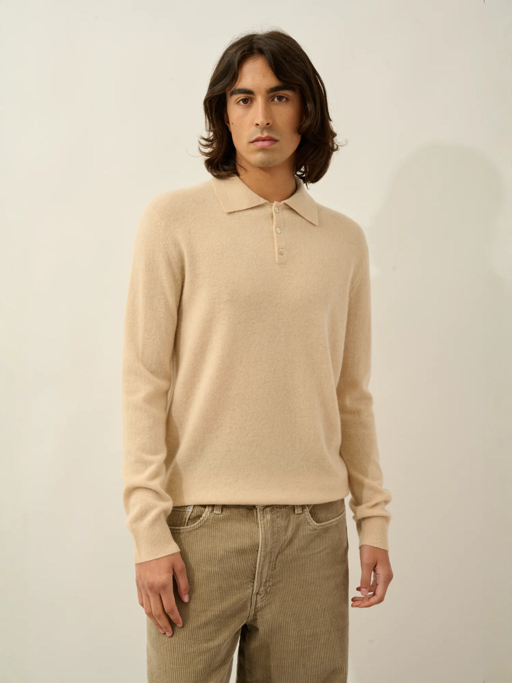 CHARVET Polo Long Sleeve Sand