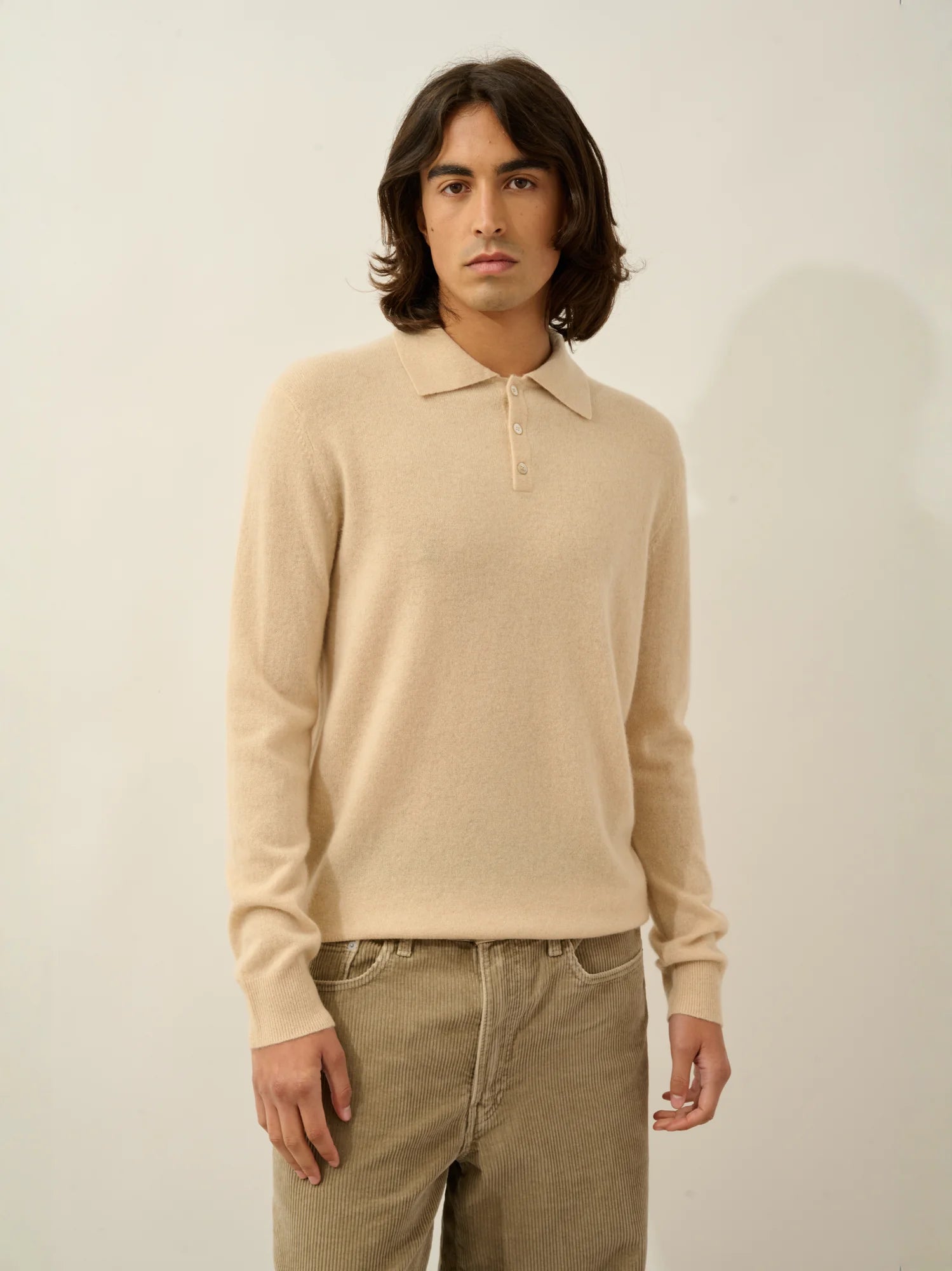 CHARVET Polo Long Sleeve Sand