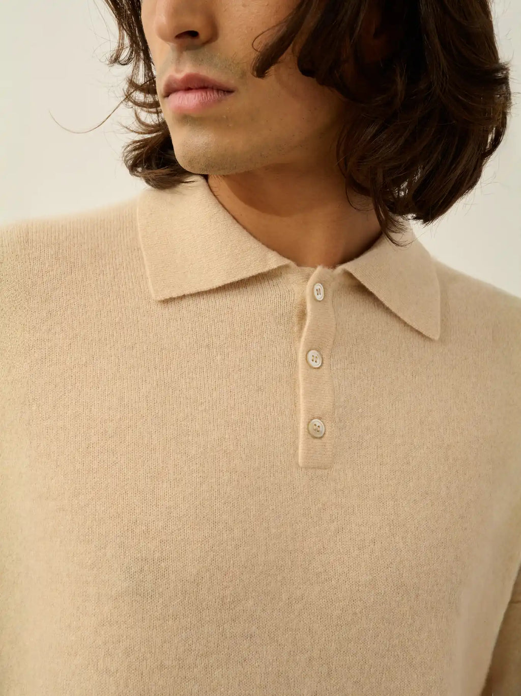 CHARVET Polo Long Sleeve Sand