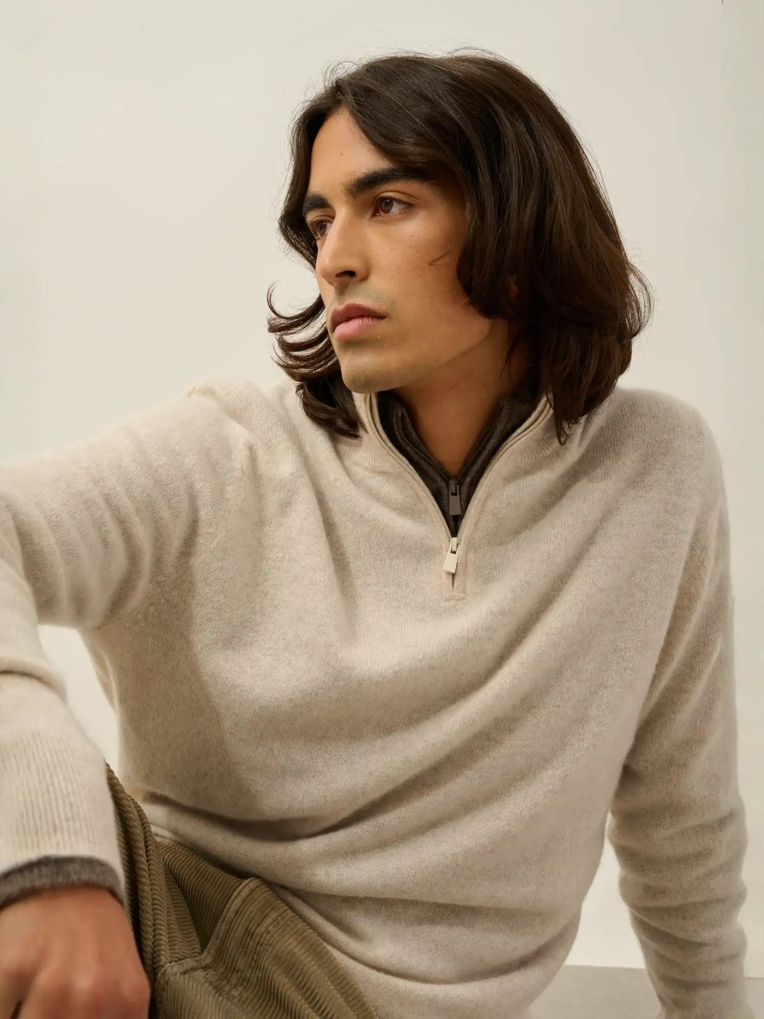 AMBIN pull camionneur beige chiné