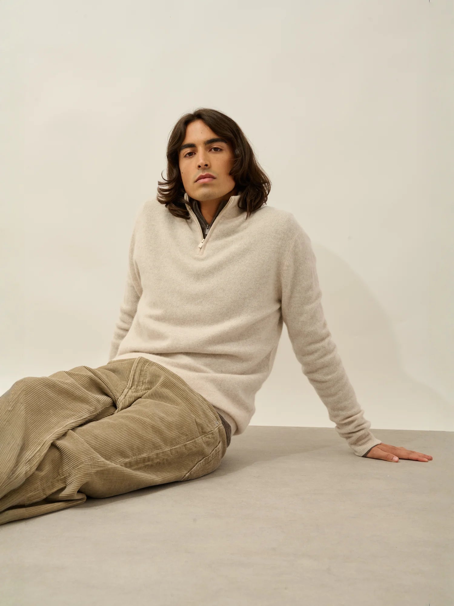 AMBIN pull camionneur beige chiné