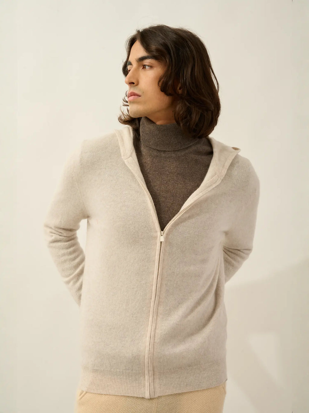 NEURRE vest zipped hooded heather beige