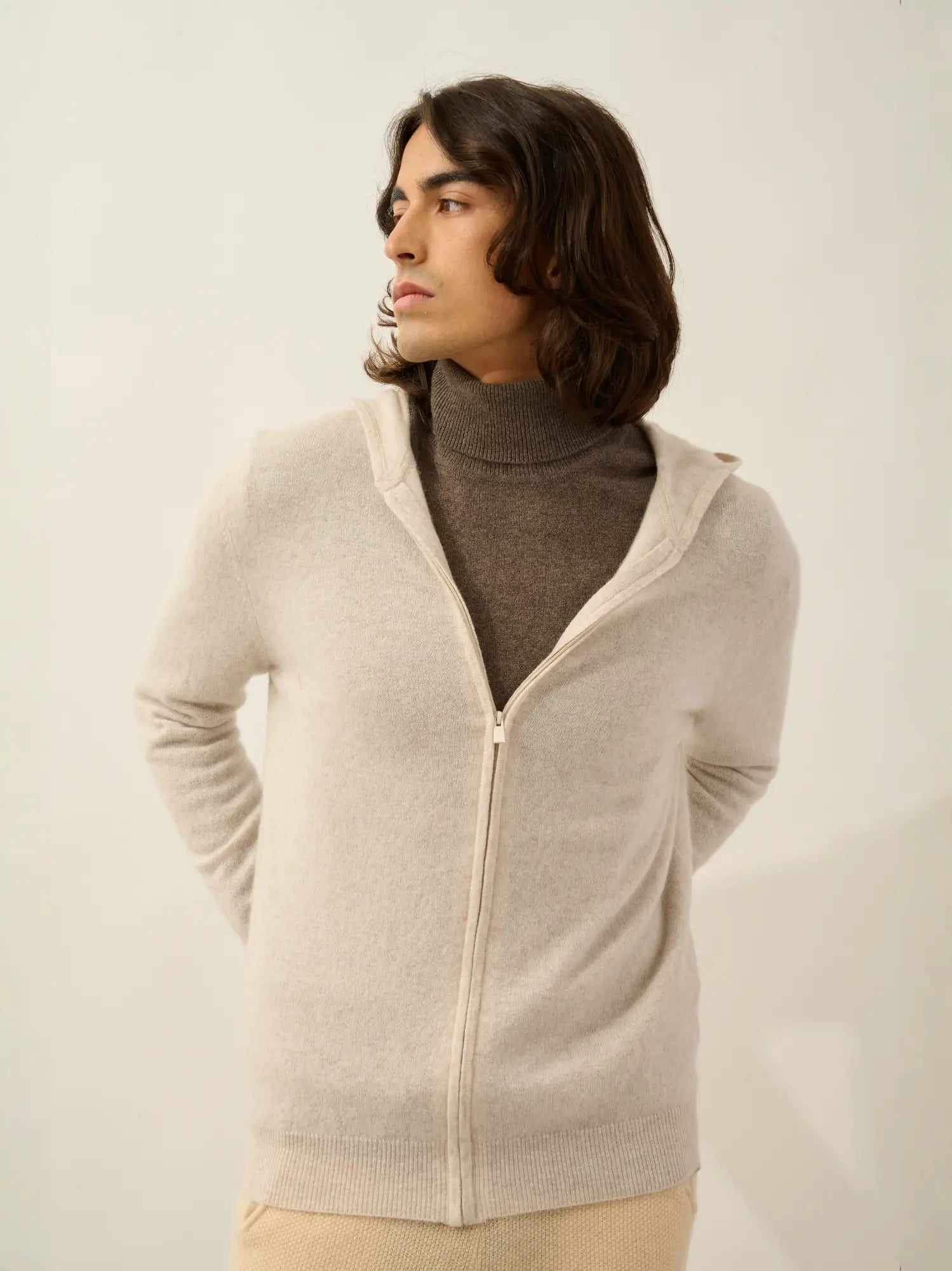 NEURRE vest zipped hooded heather beige