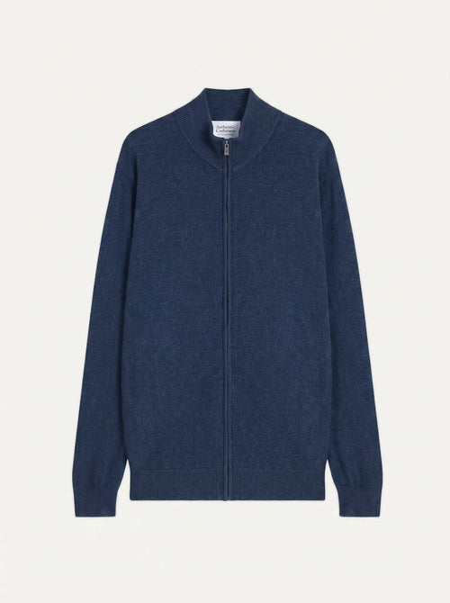 ALBARON gilet zippé col montant océan chiné