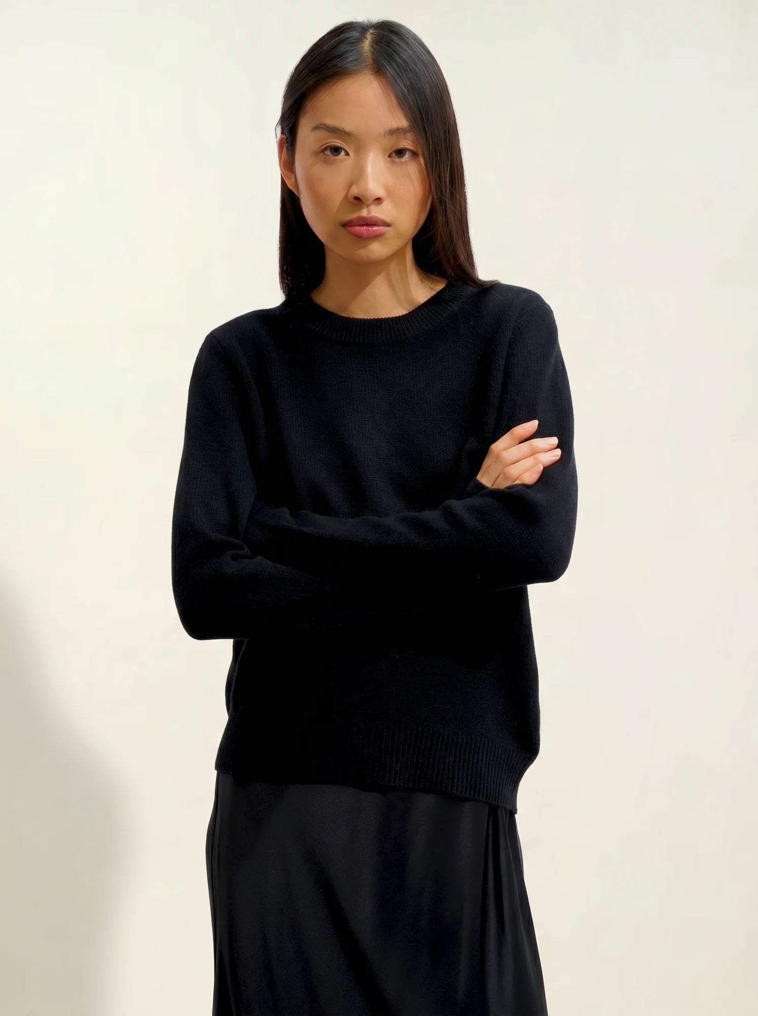 SYLOR pull col rond 4 fils noir
