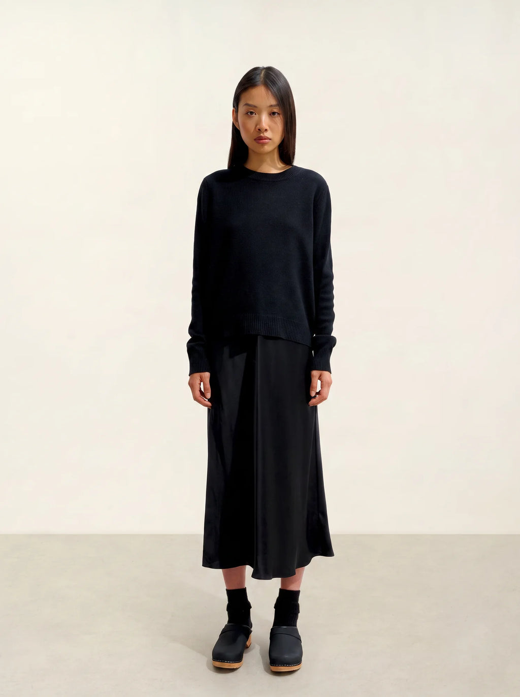 SYLOR pull col rond 4 fils noir