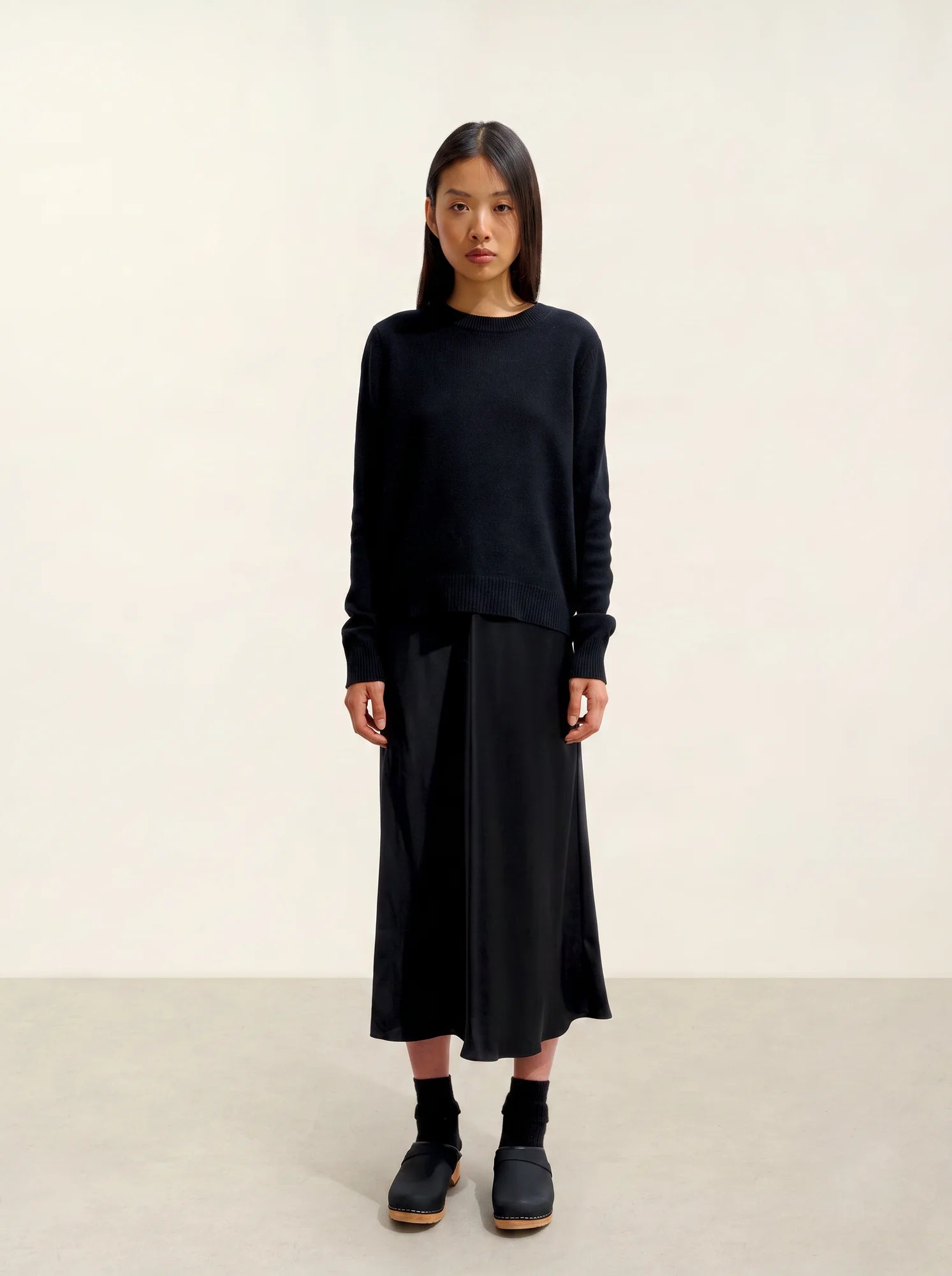 SYLOR pull col rond 4 fils noir
