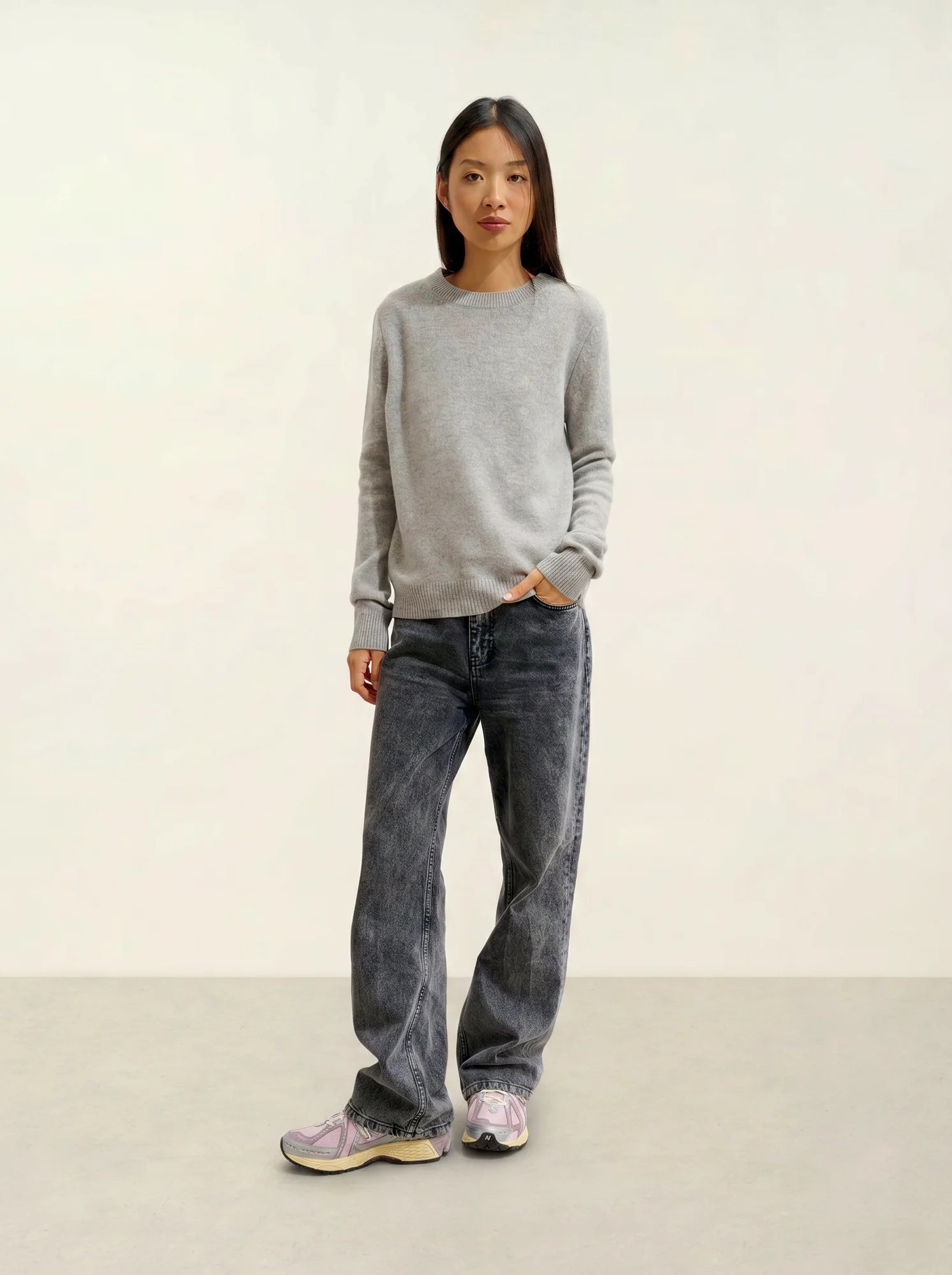 SYLOR pull col rond 4 fils nuage chiné