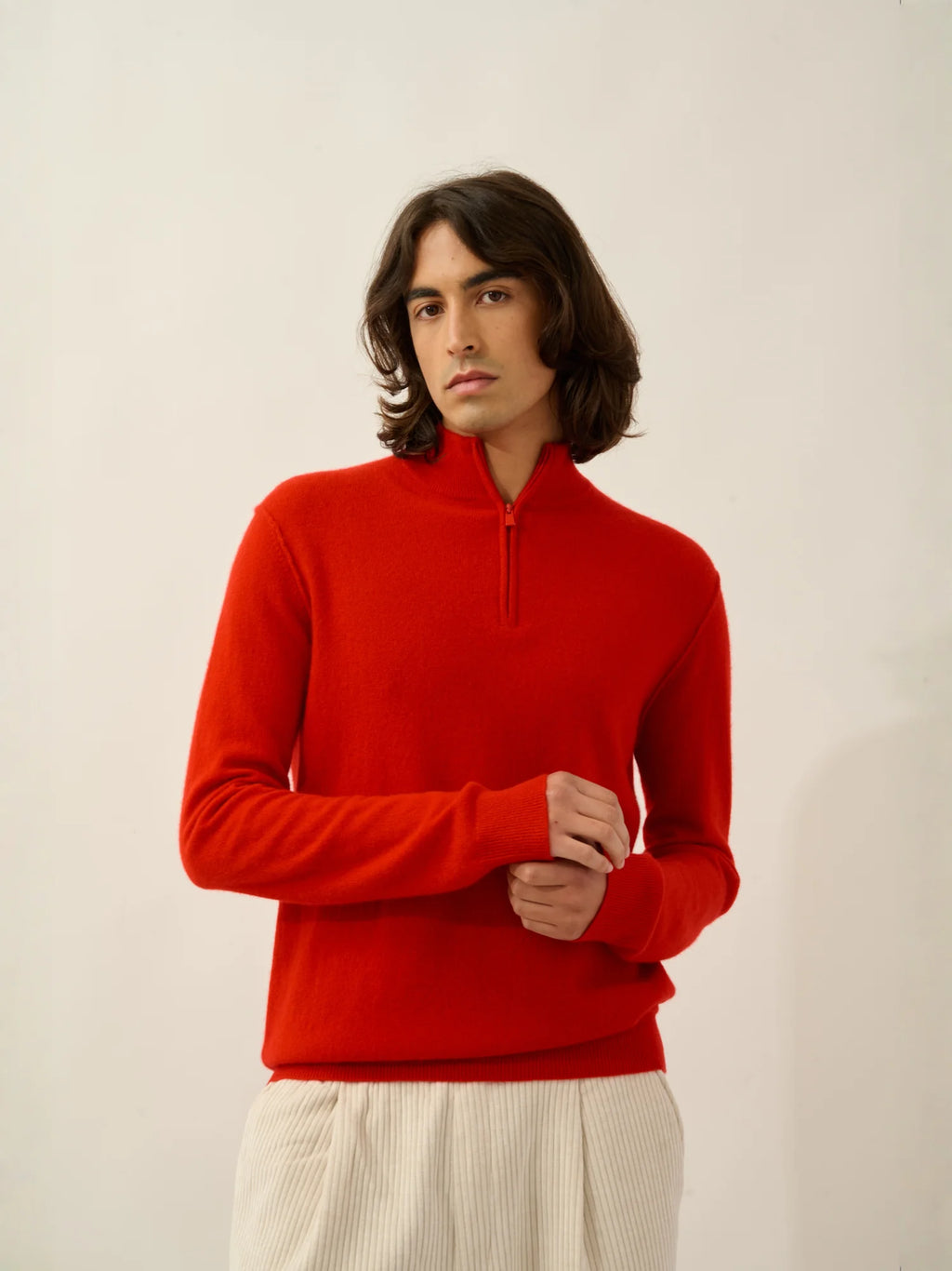 CANDICE Pullover Truckerkragen Rot