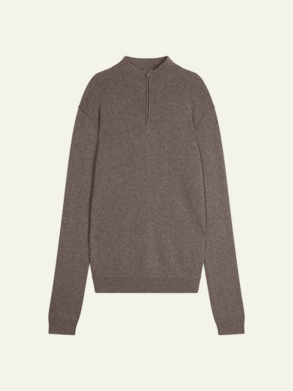 CANDICE Pullover Truckerkragen Taupe meliert