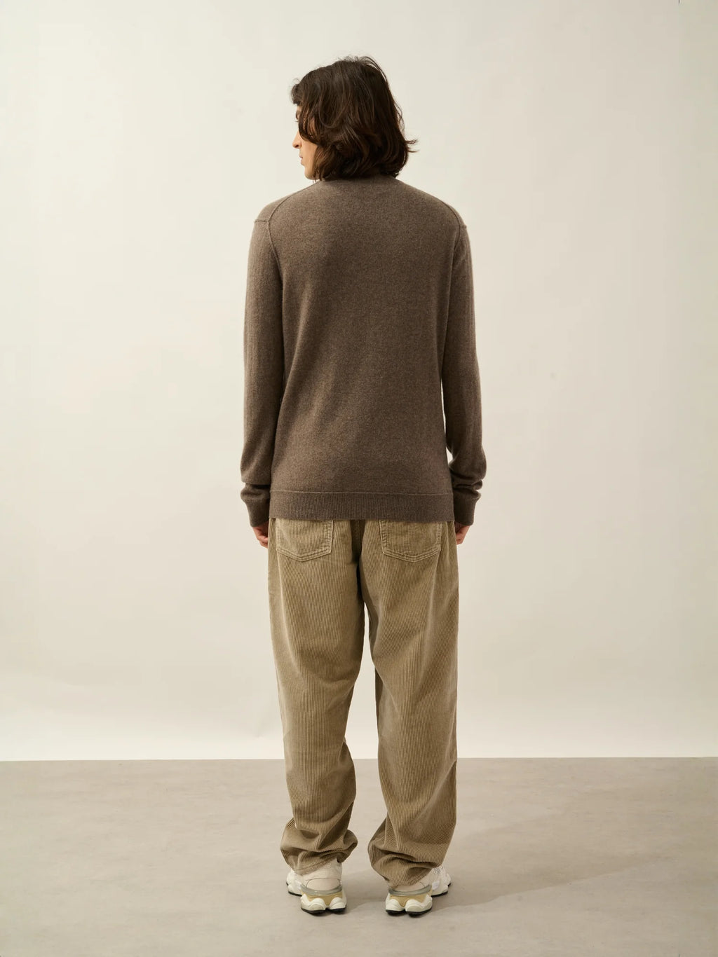 CANDICE Pullover Truckerkragen Taupe meliert