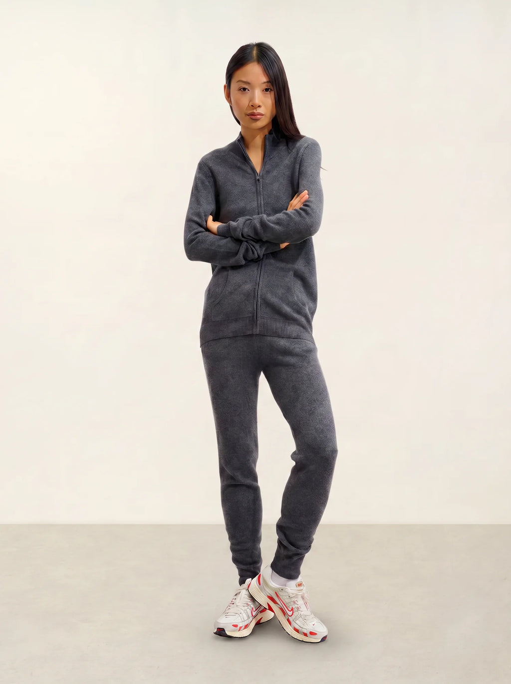 THALUN gilet zippé col montant anthracite chiné