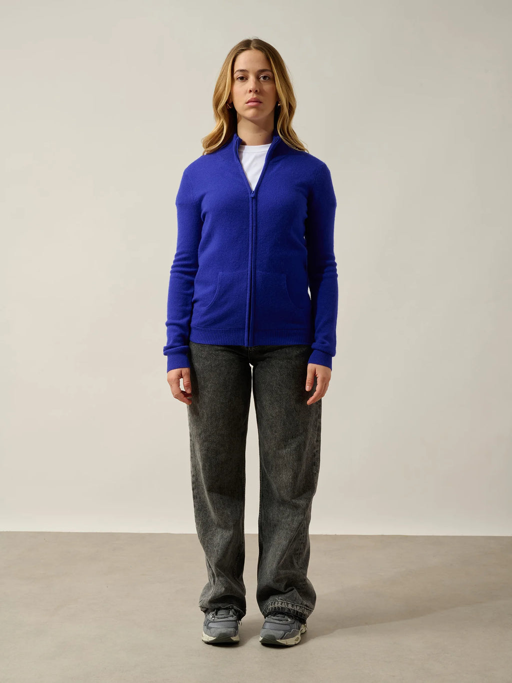 THALUN vest zipped mock neck indigo