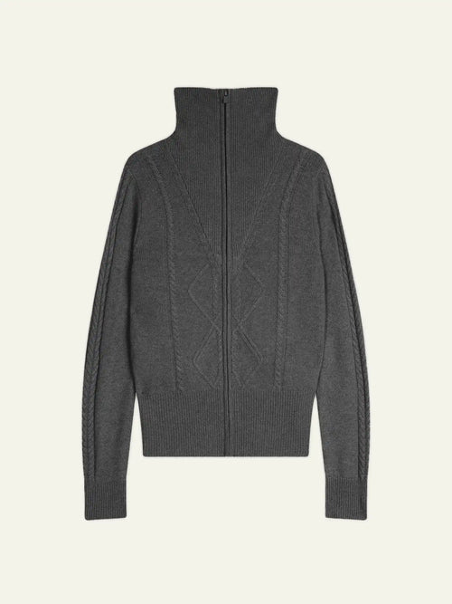 ANTIGO Vest Zipped Trucker Neck 4 Ply Heather Charcoal