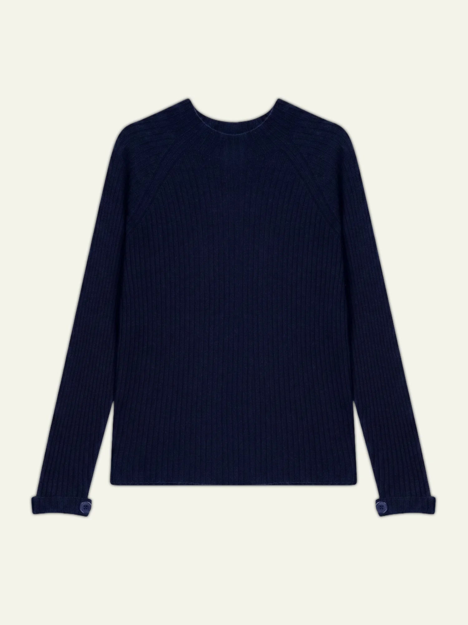 ASSIA pullover stehkragen boutons poignets marineblau