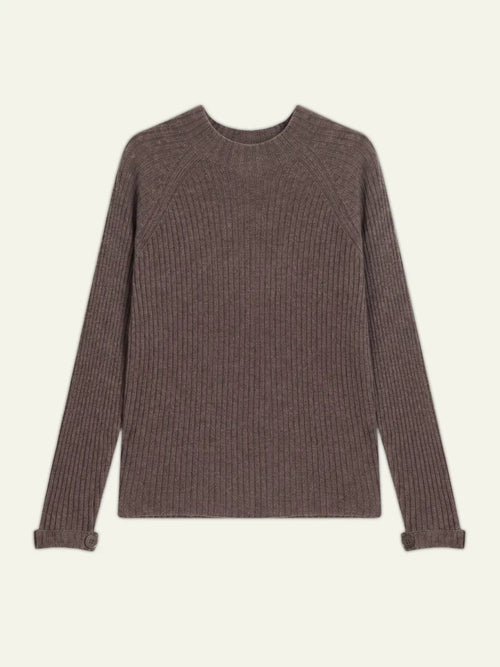 ASSIA sweater mock neck boutons poignets heather taupe