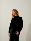 CORINNE Pullover Stehkragen 6-fädig Schwarz