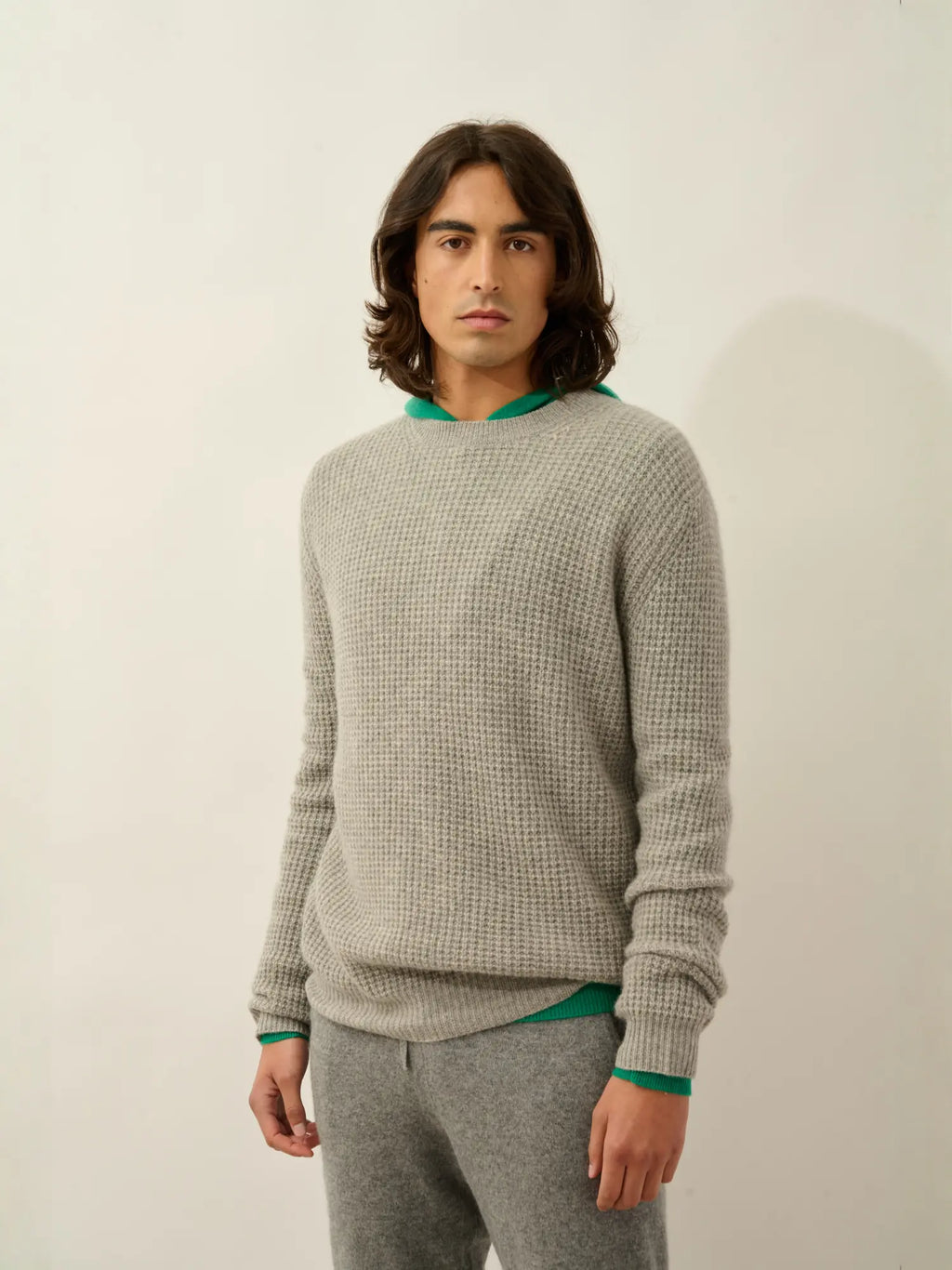 AKSEL Sweater Crew Neck 4 Ply Heather Cloud