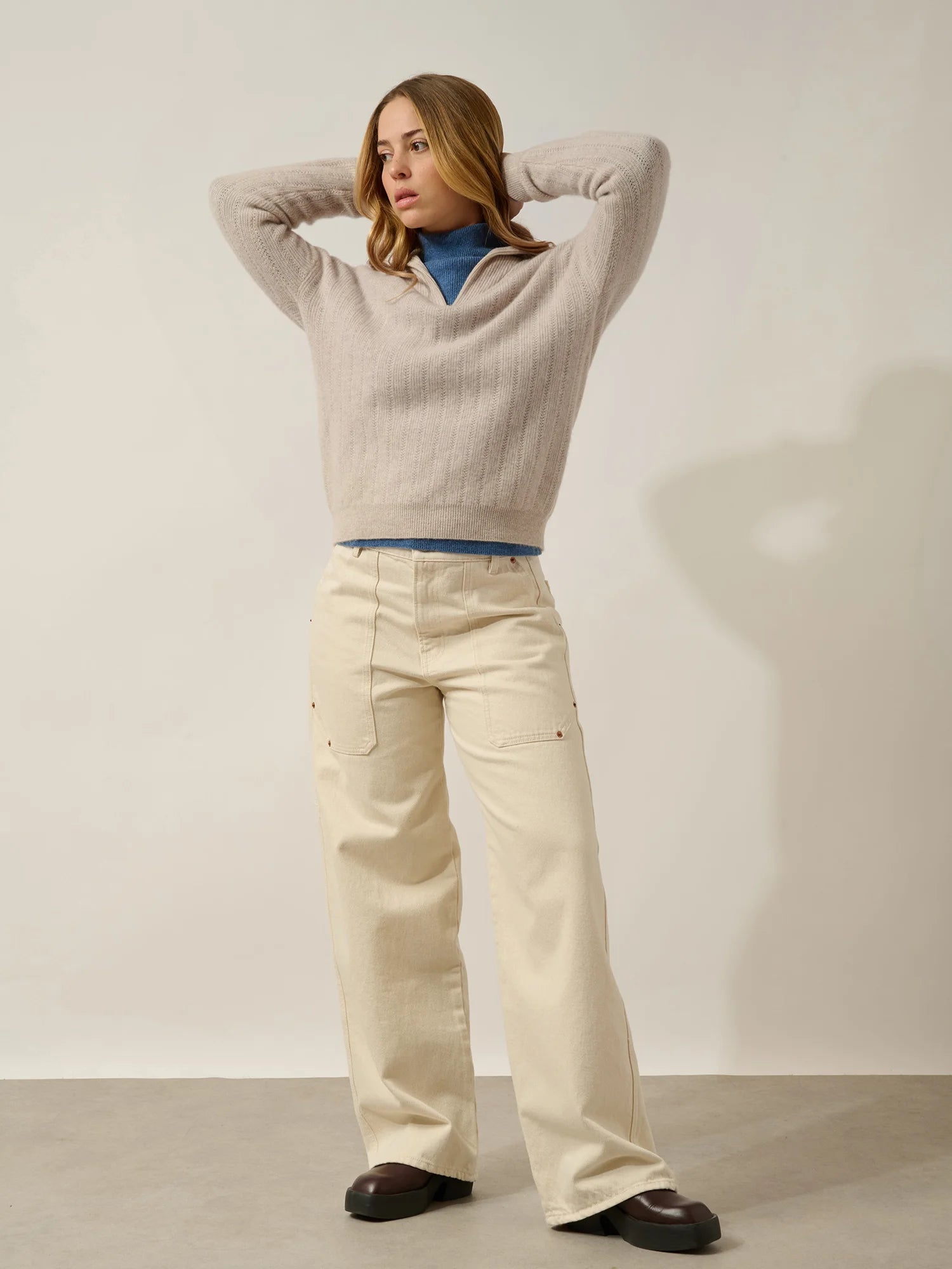 MARIE pull camionneur beige chiné