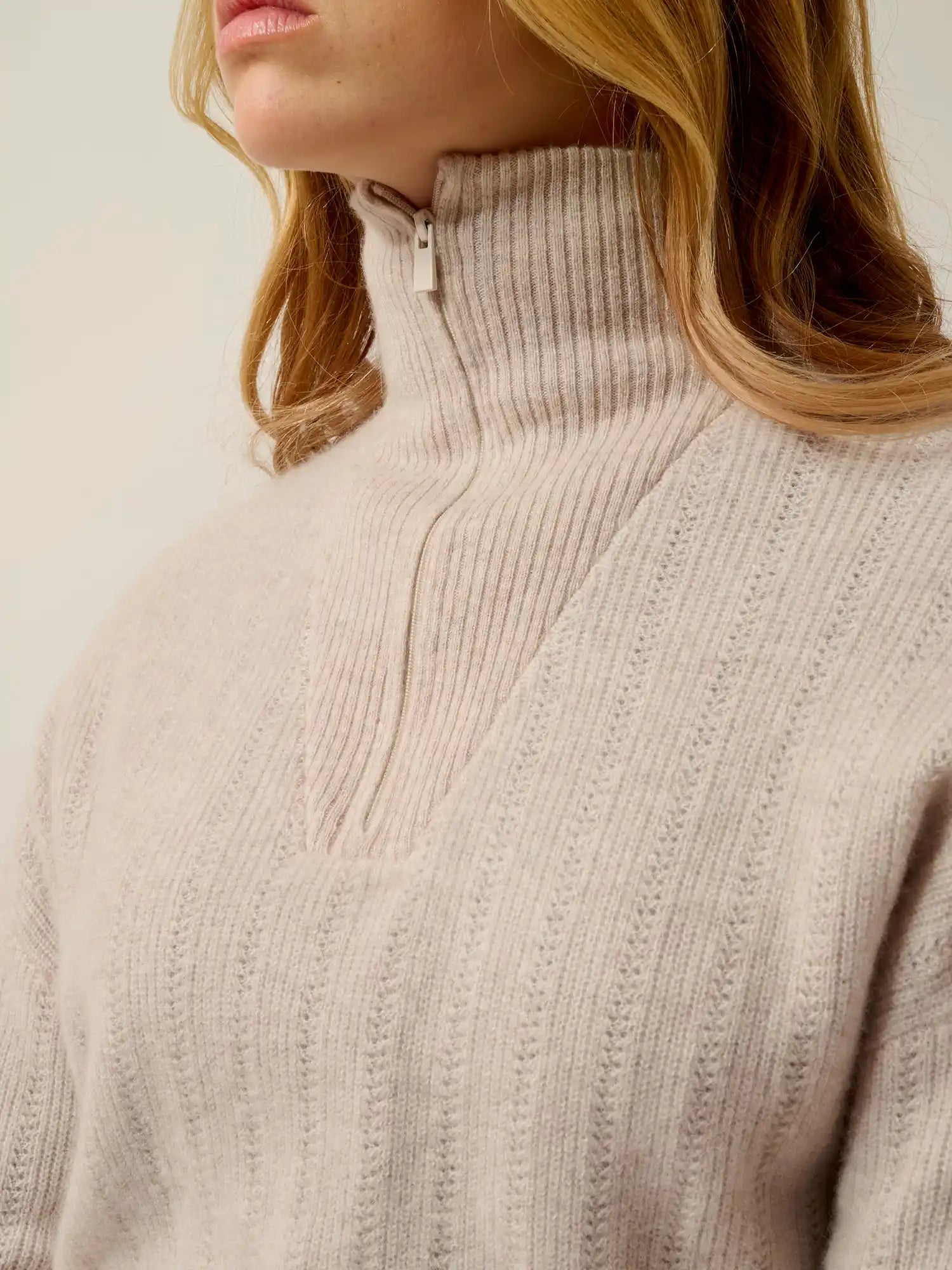 MARIE pull camionneur beige chiné