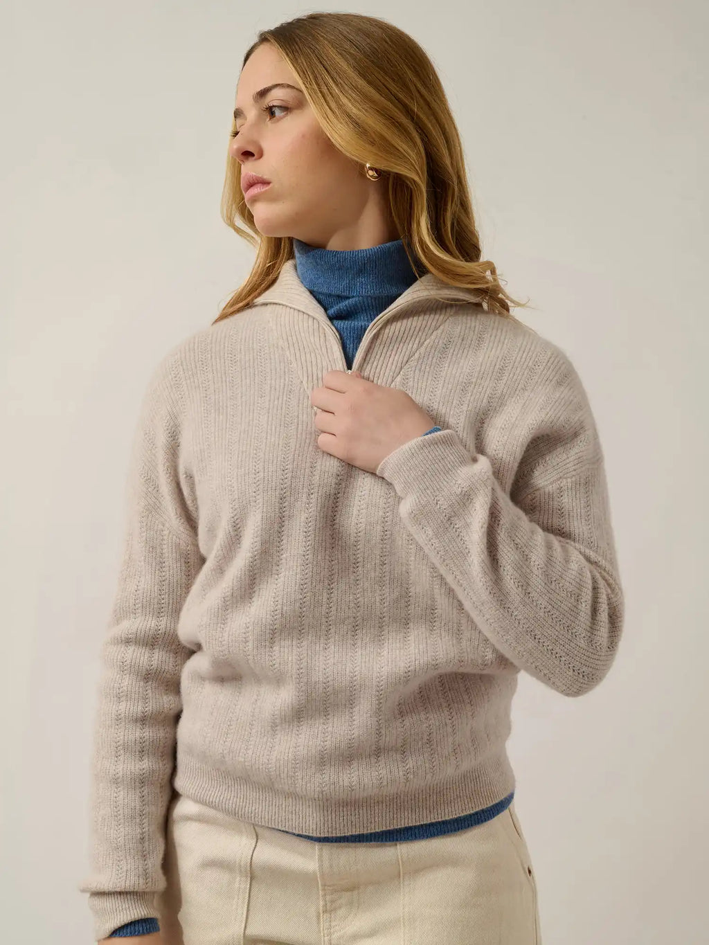 MARIE pull camionneur beige chiné