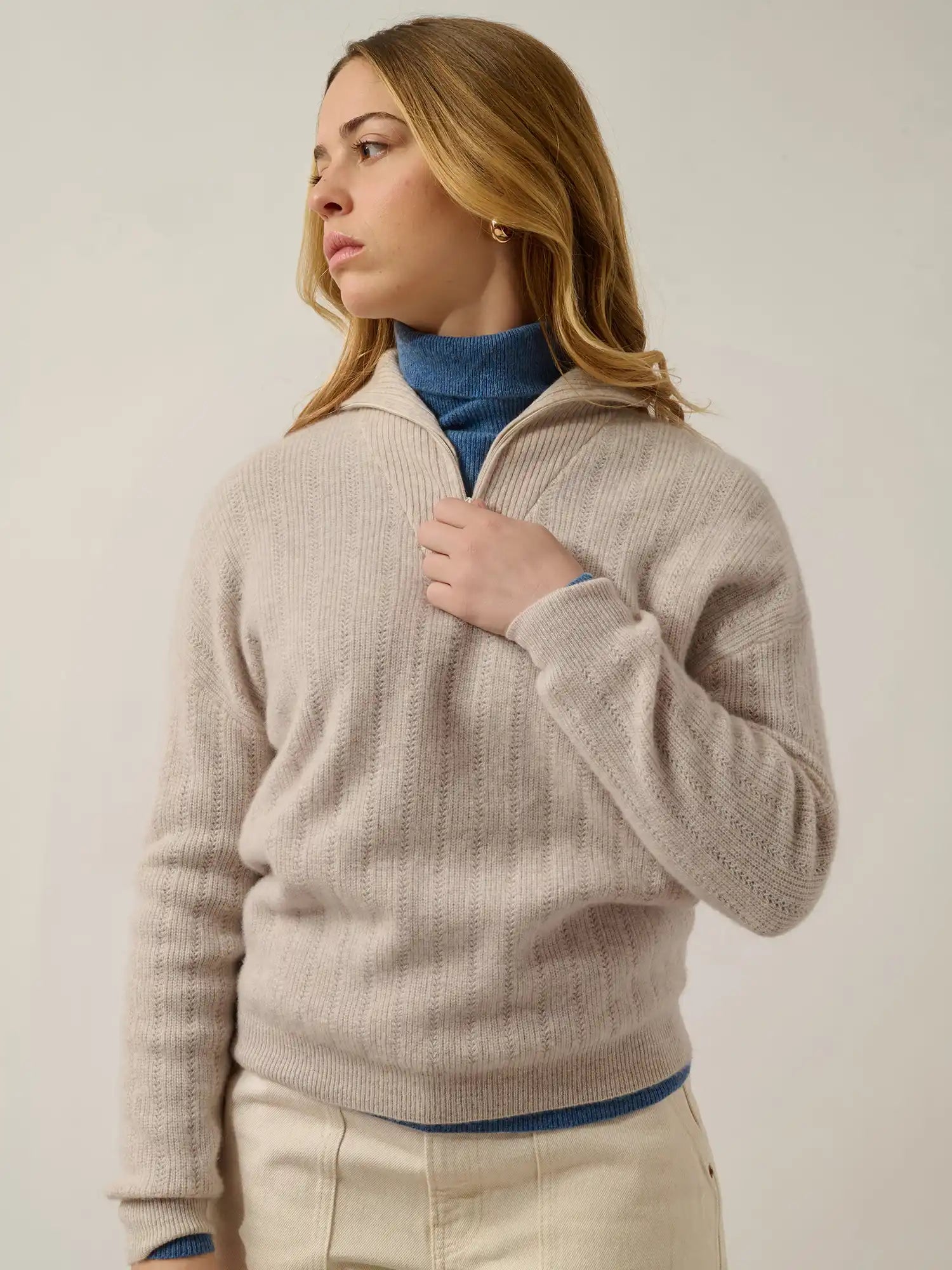 MARIE pull camionneur beige chiné