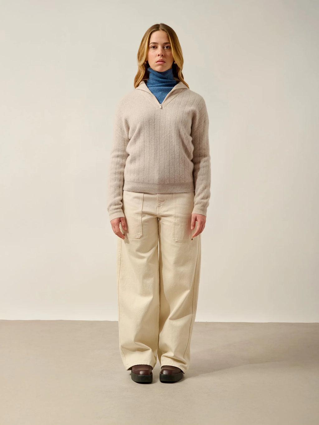 MARIE pull camionneur beige chiné