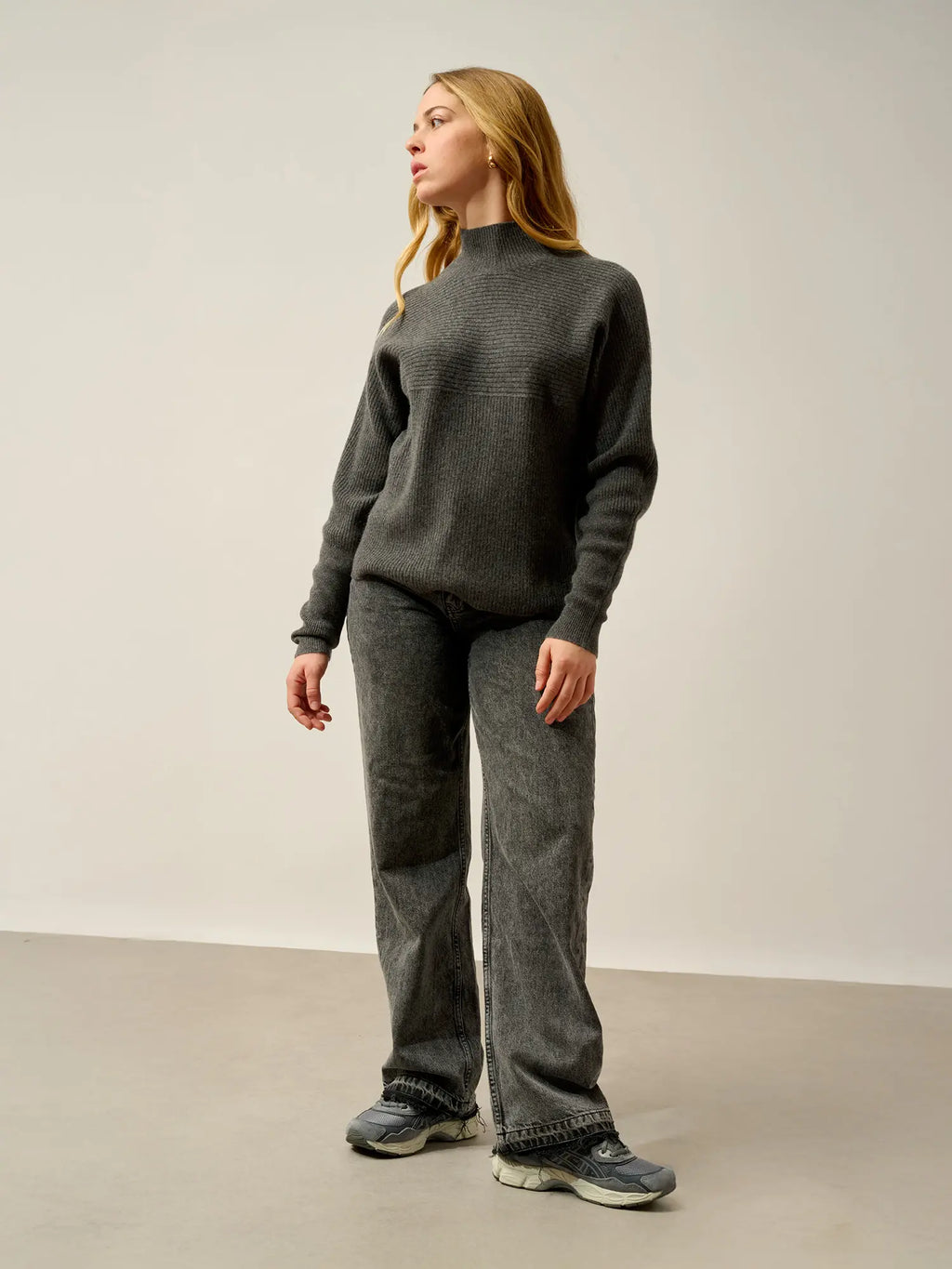 BENEDICTE Pullover Stehkragen Anthrazit meliert