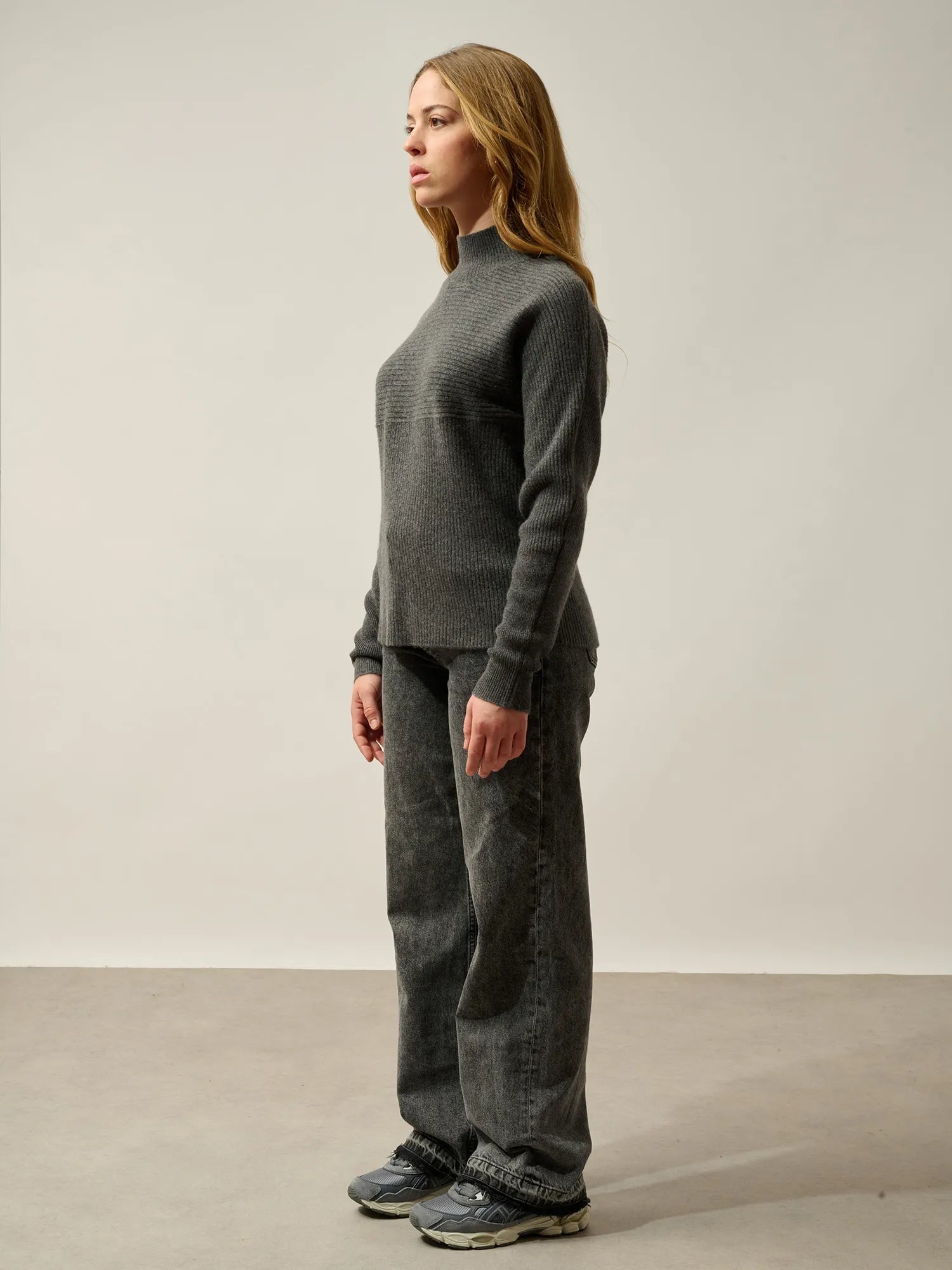 BENEDICTE Pullover Stehkragen Anthrazit meliert