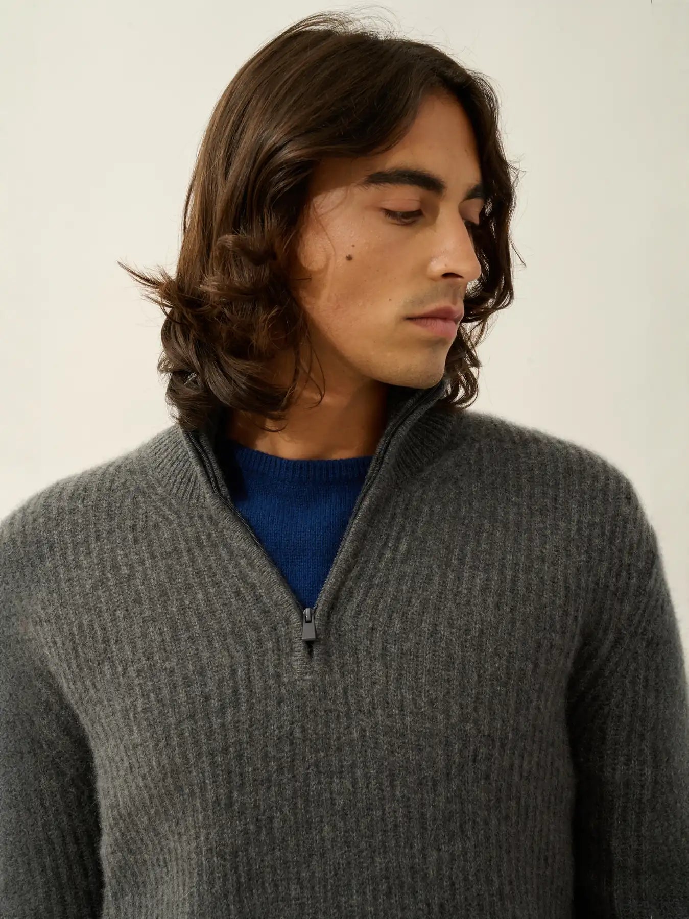 LHAMU sweater cuffed beanie 6 ply heather charcoal