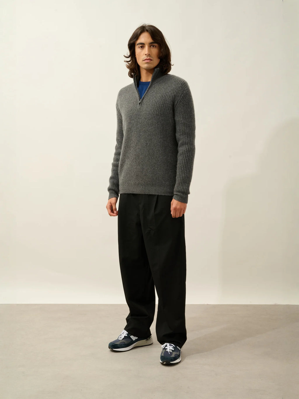 LHAMU Sweater Trucker Neck 6 Ply Heather Charcoal