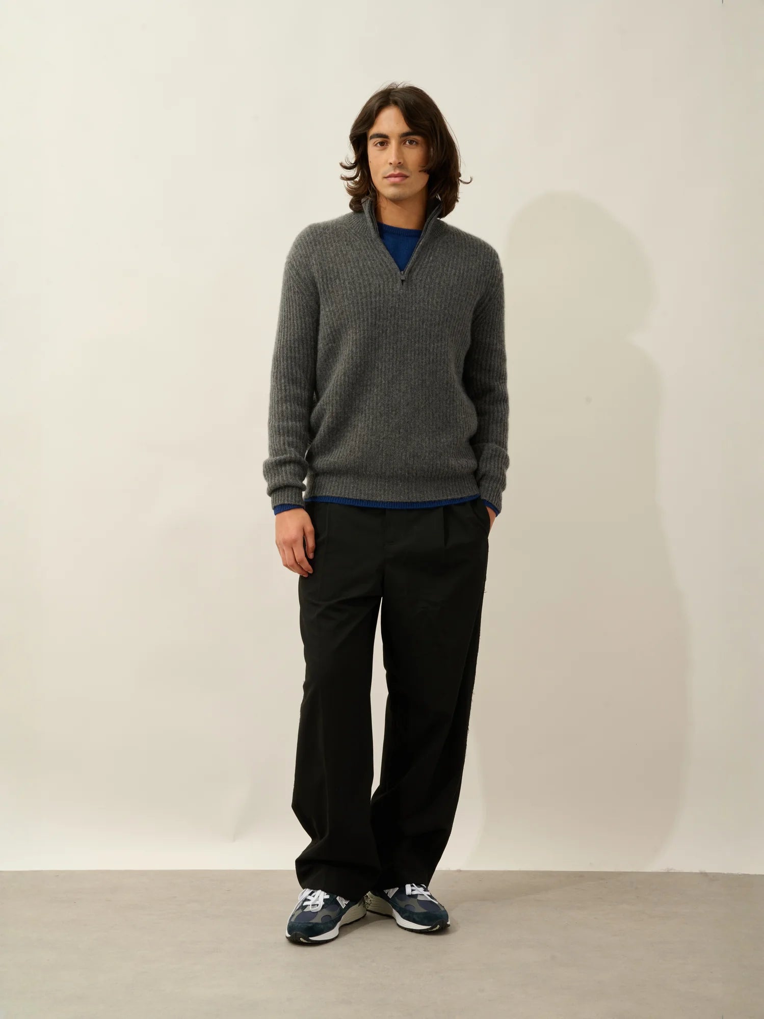 LHAMU sweater cuffed beanie 6 ply heather charcoal