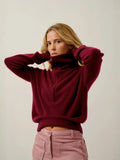 KARMA sweater cuffed beanie burgundy