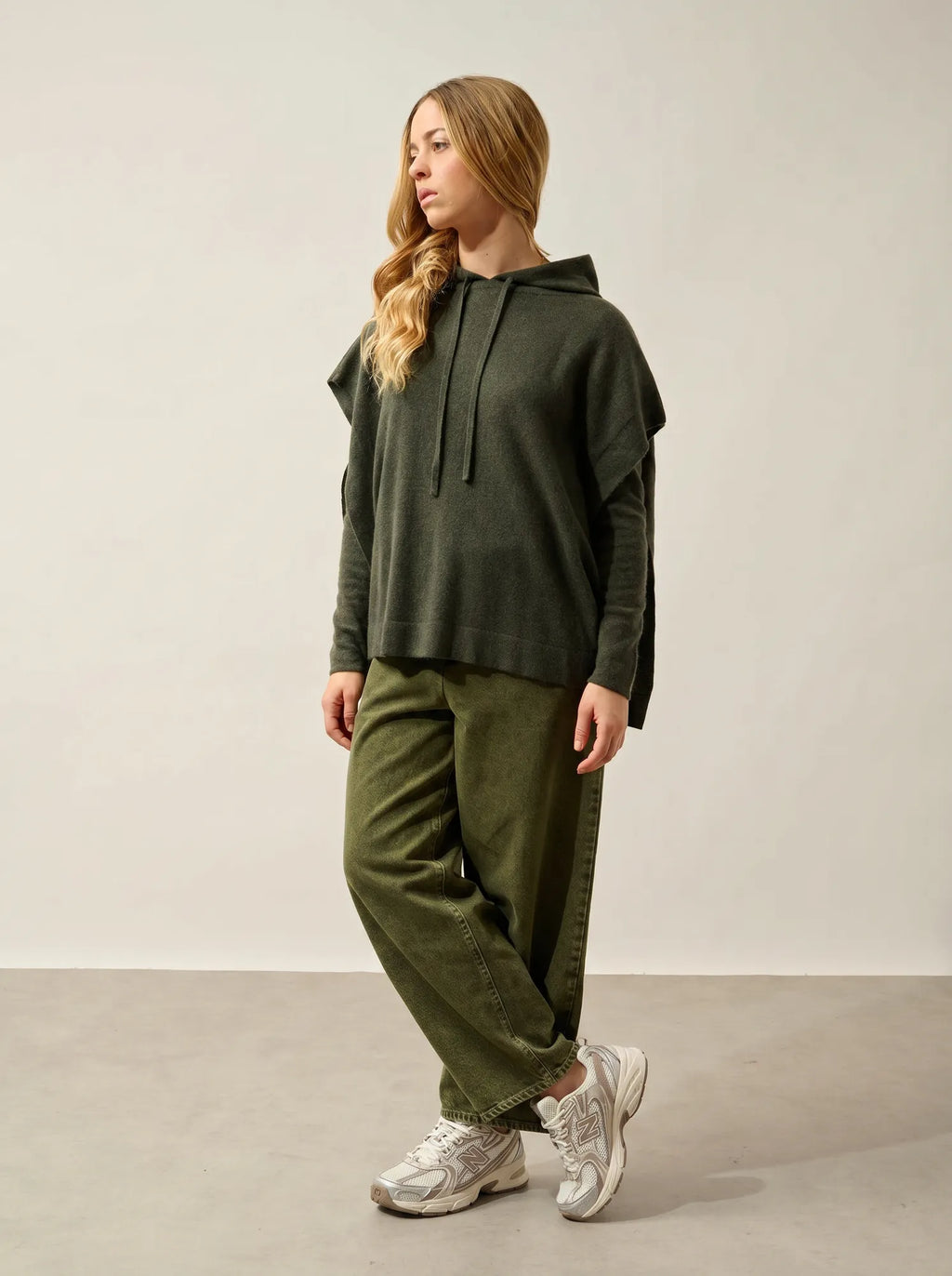 ELSA Poncho mit Kapuze Khaki meliert