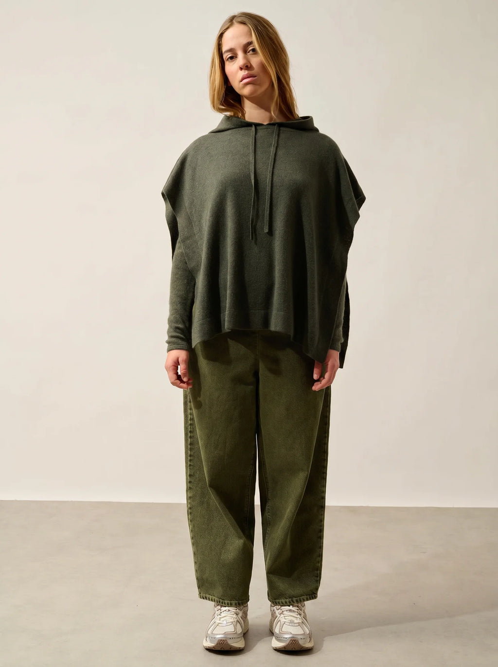 ELSA Poncho mit Kapuze Khaki meliert