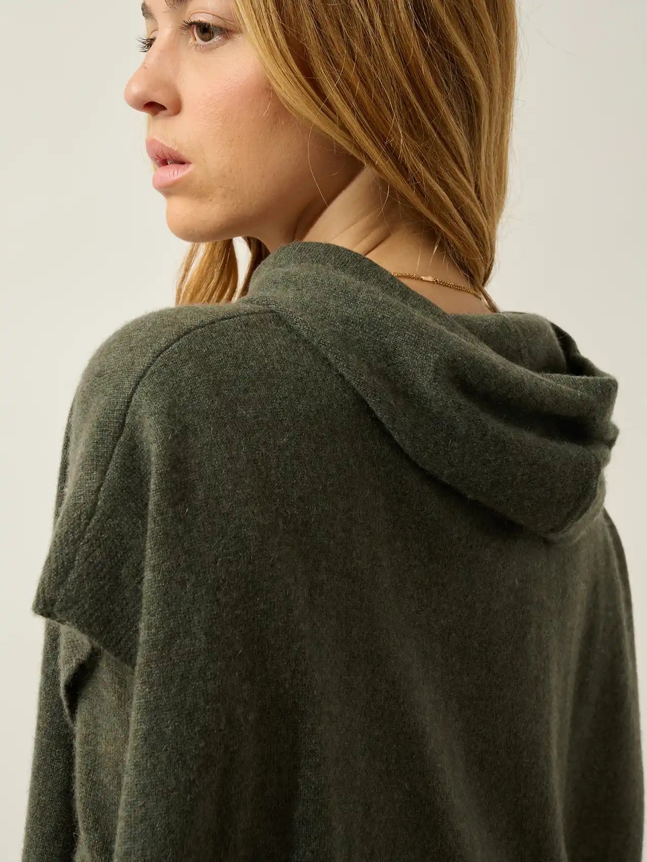 ELSA Poncho mit Kapuze Khaki meliert