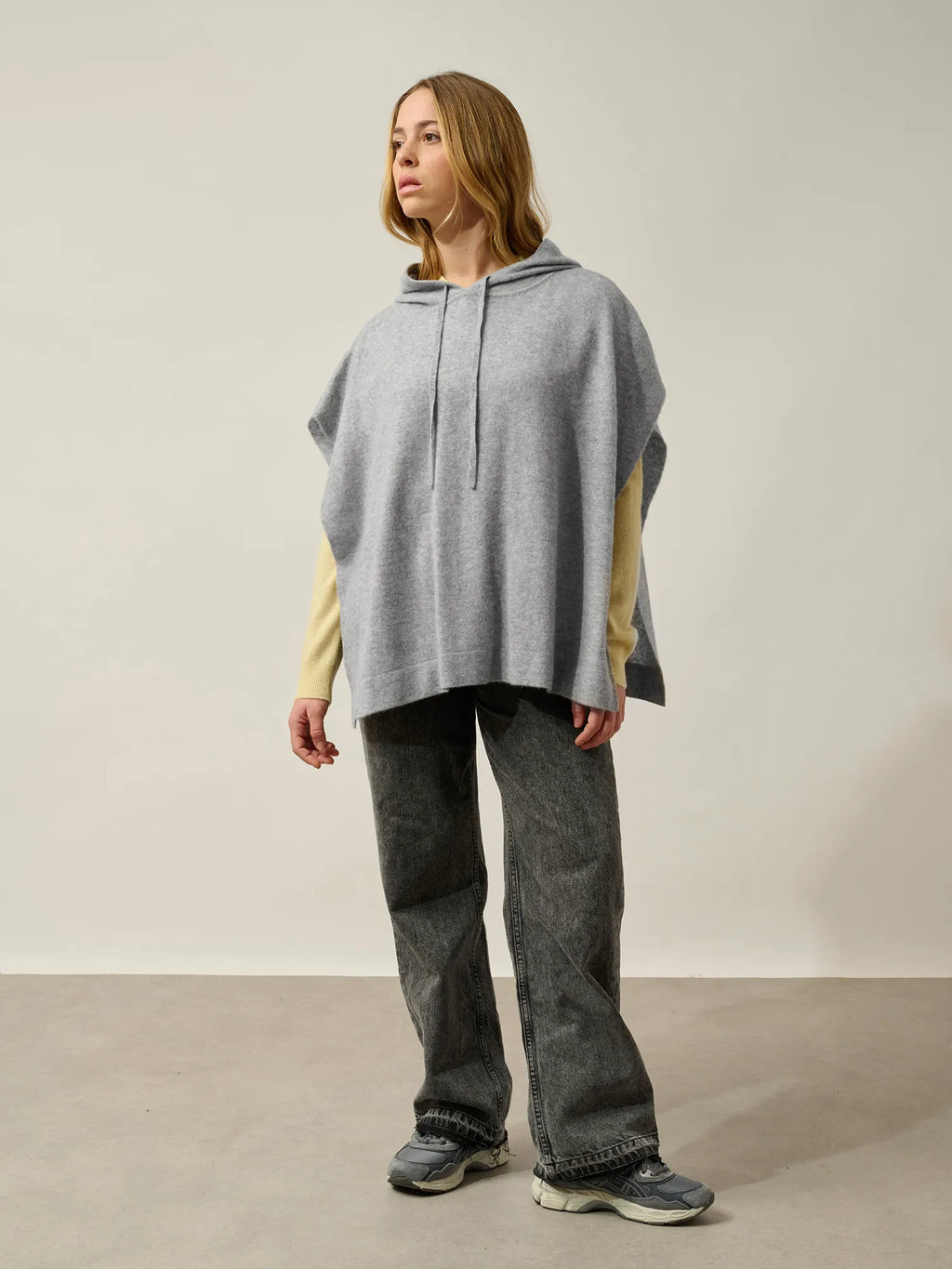 ELSA Poncho Hooded Heather Cloud