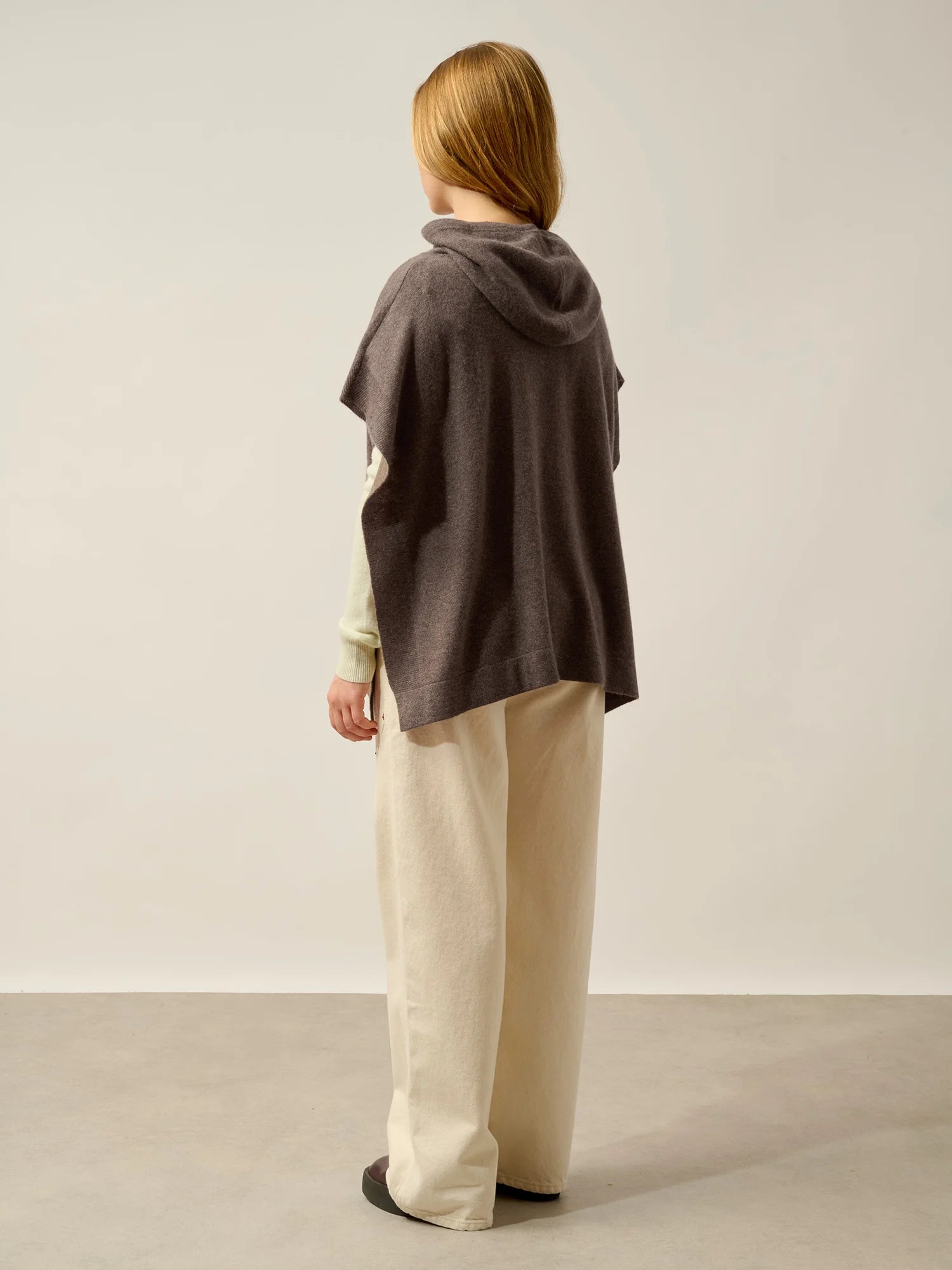 ELSA Poncho Hooded Taupe and Dusty Pink