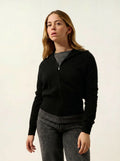 ANNELISE vest zipped trucker neck black