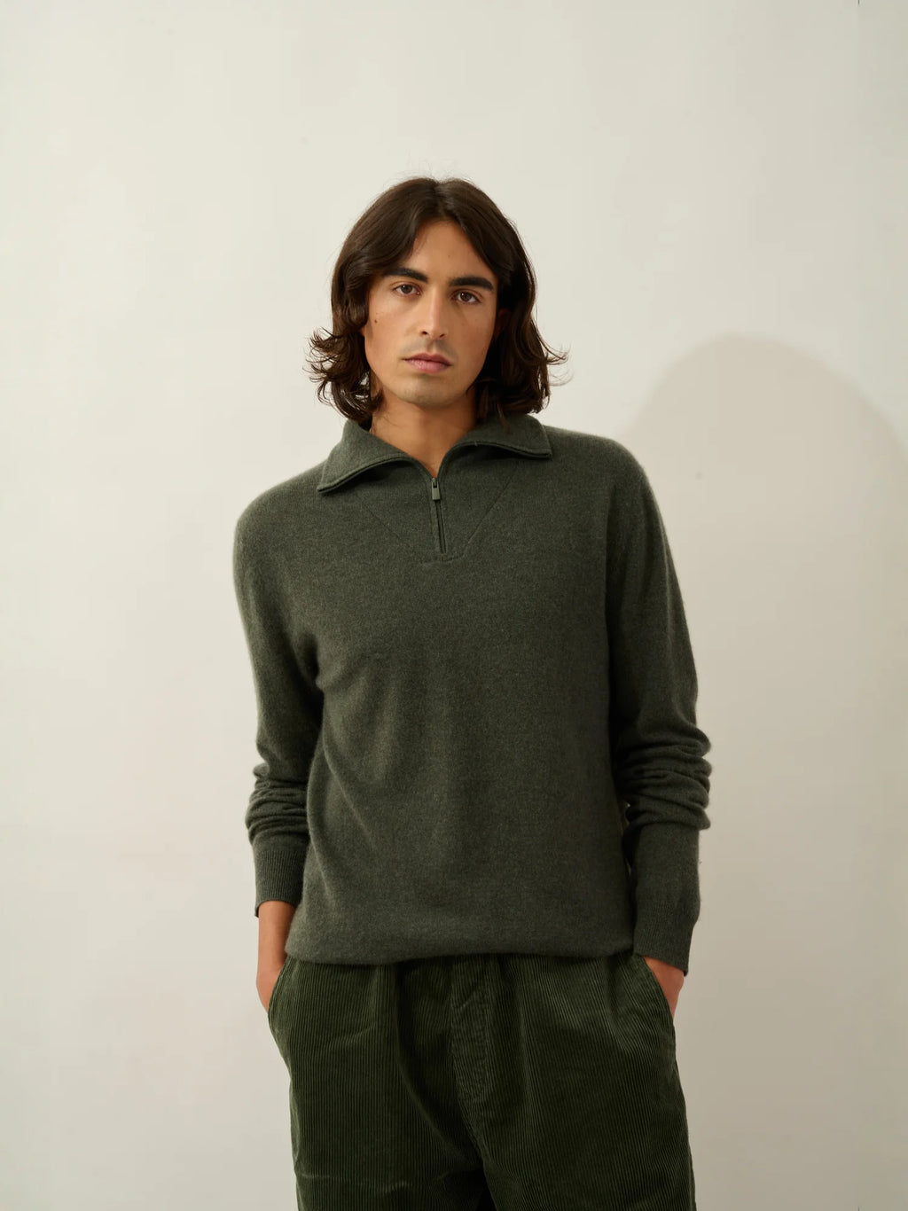 NOEMIE sweater cuffed beanie heather khaki