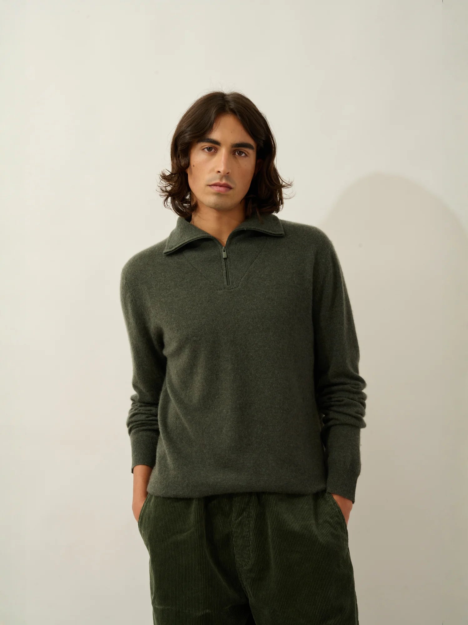 NOEMIE sweater cuffed beanie heather khaki