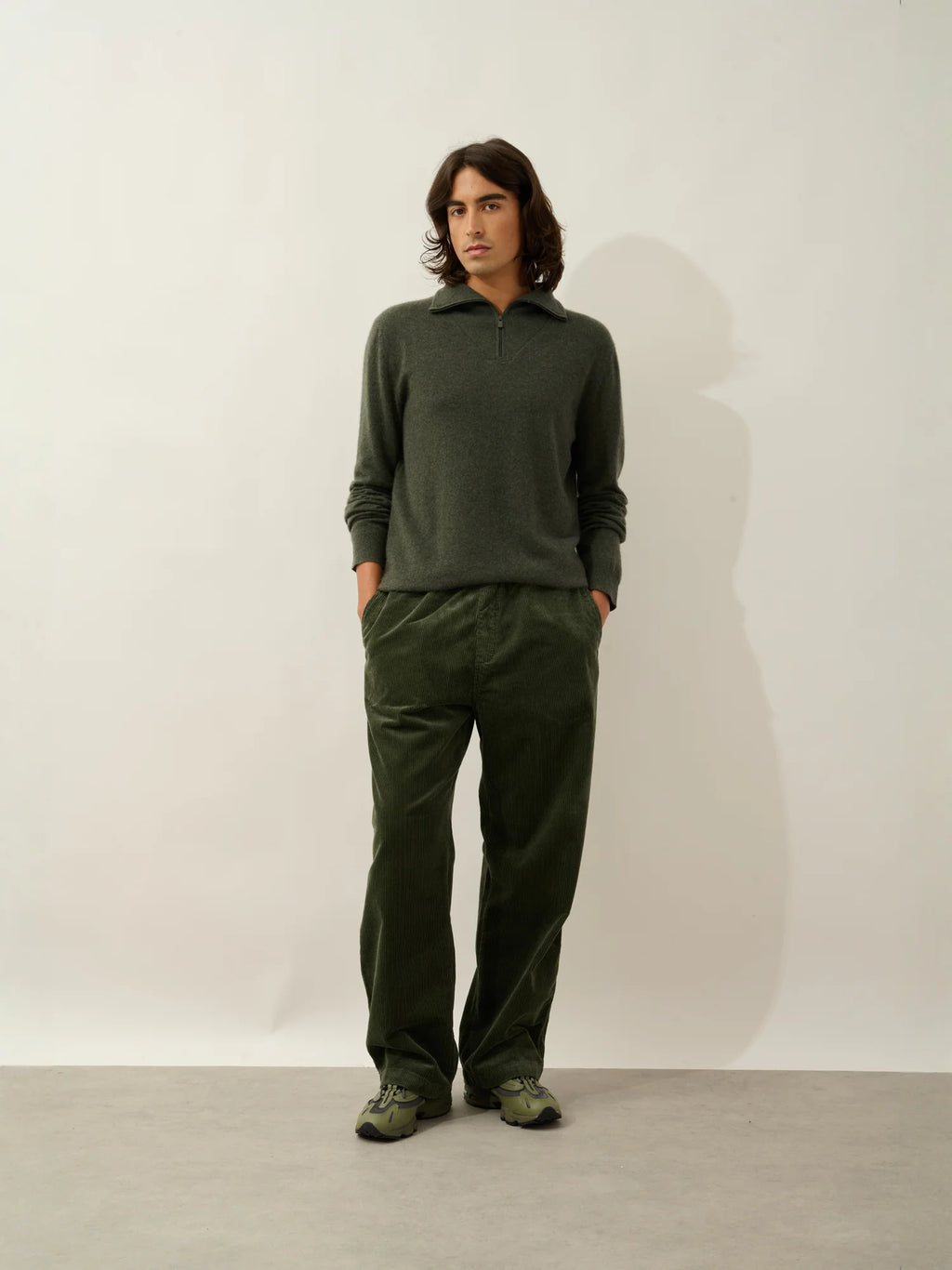NOEMIE sweater cuffed beanie heather khaki