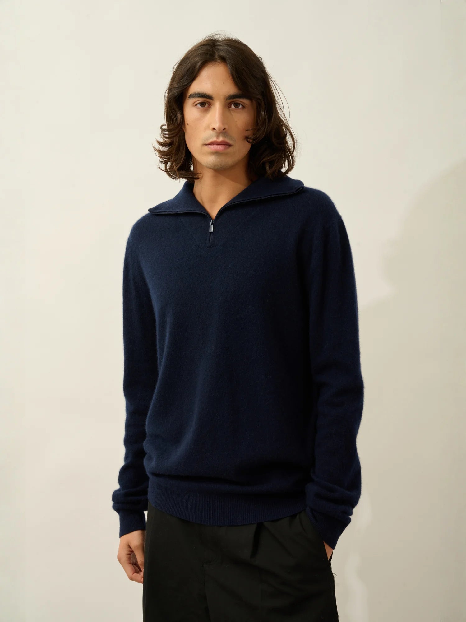 NOEMIE sweater cuffed beanie navy