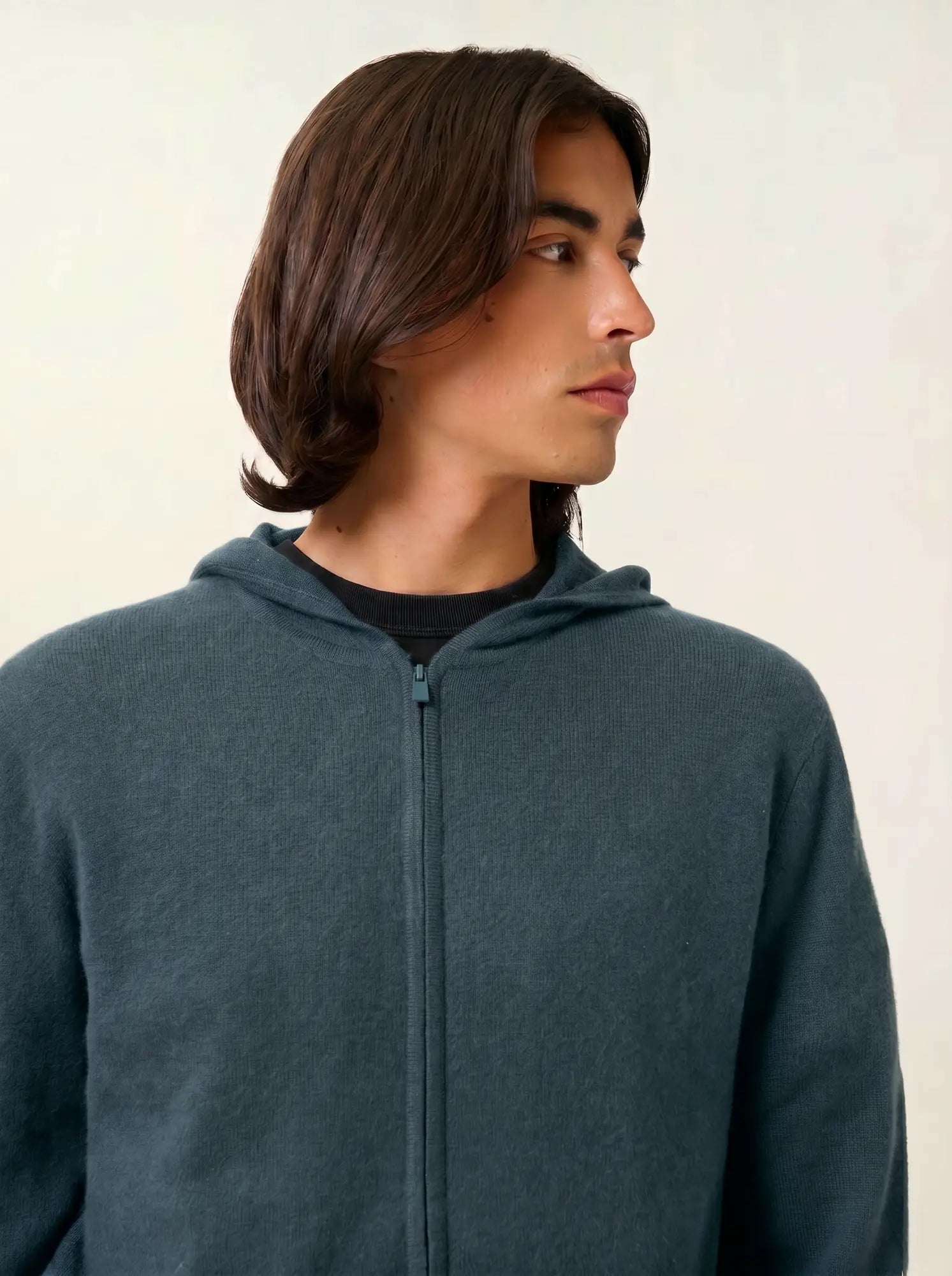 NEURRE vest zipped hooded heather teal green