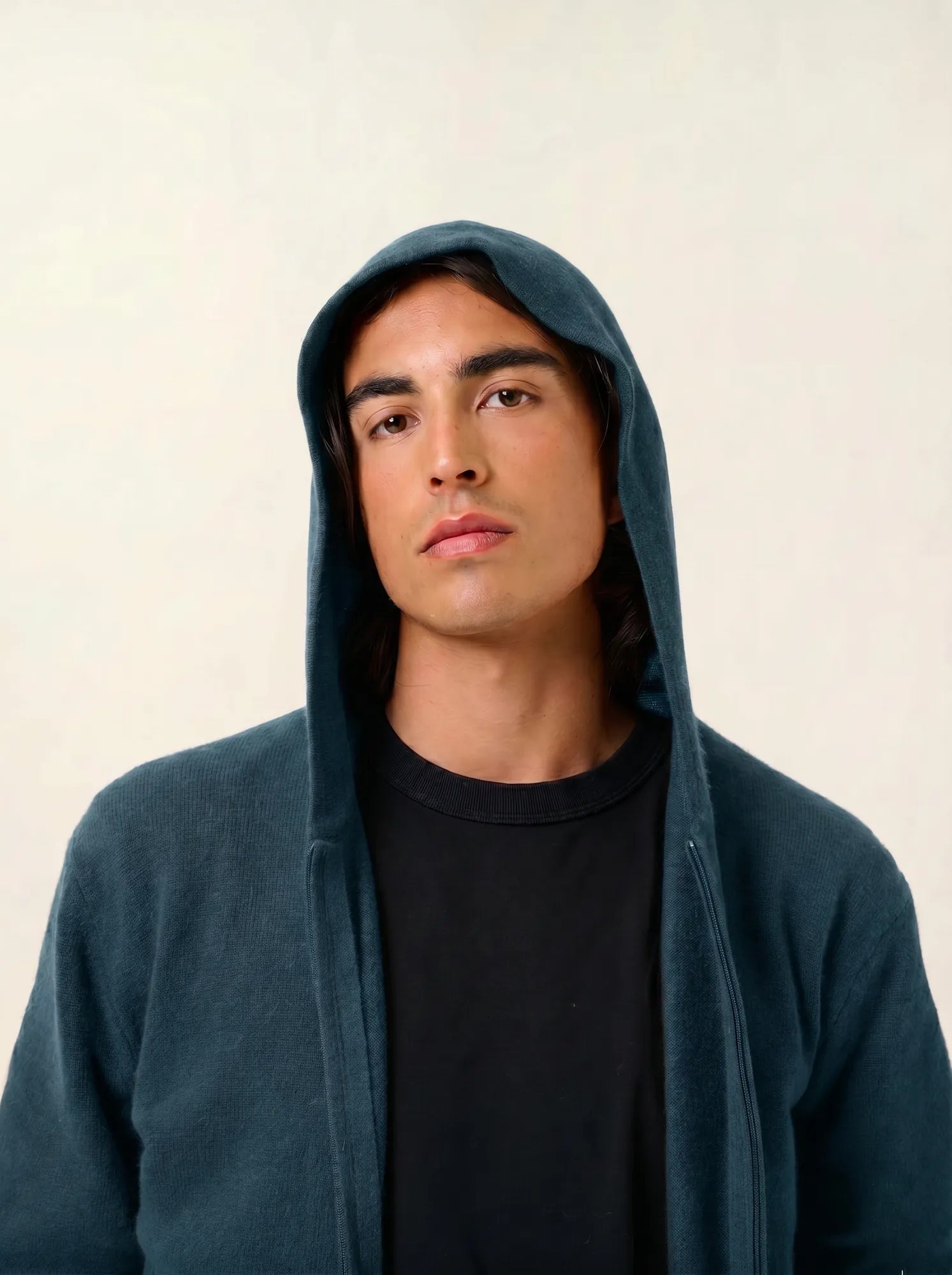 NEURRE vest zipped hooded heather teal green