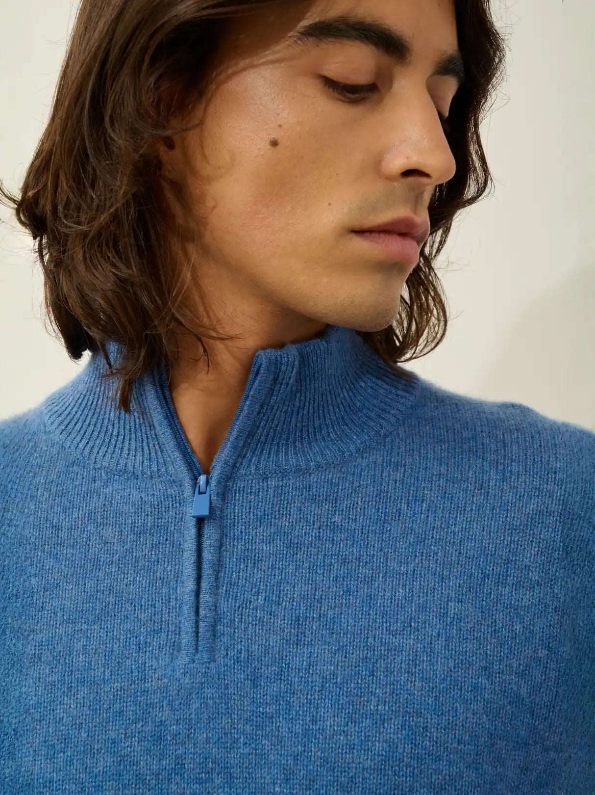 LYNA pull camionneur 4 fils bleu denim